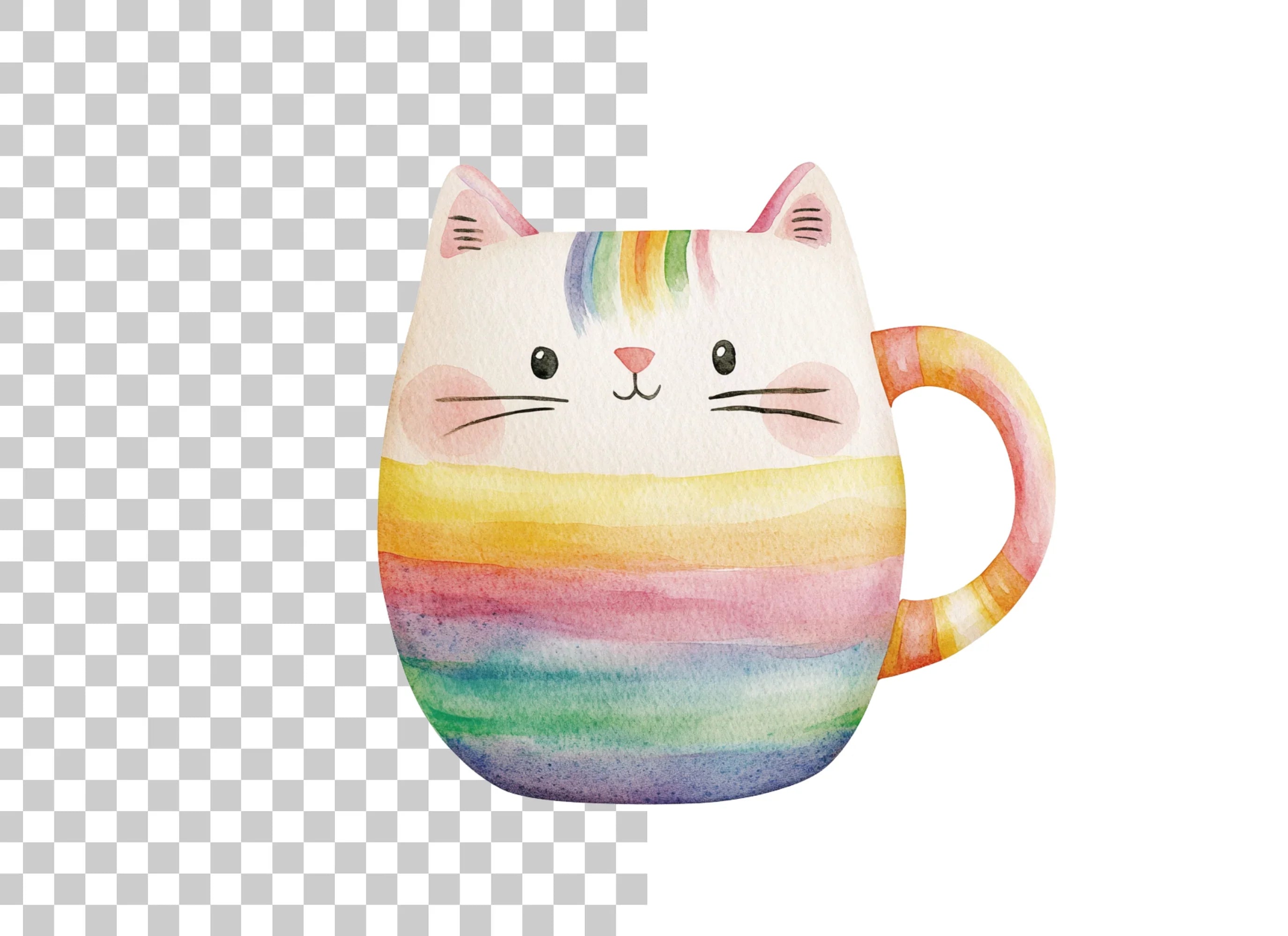 Cute Rainbow Cat Clipart Bundle