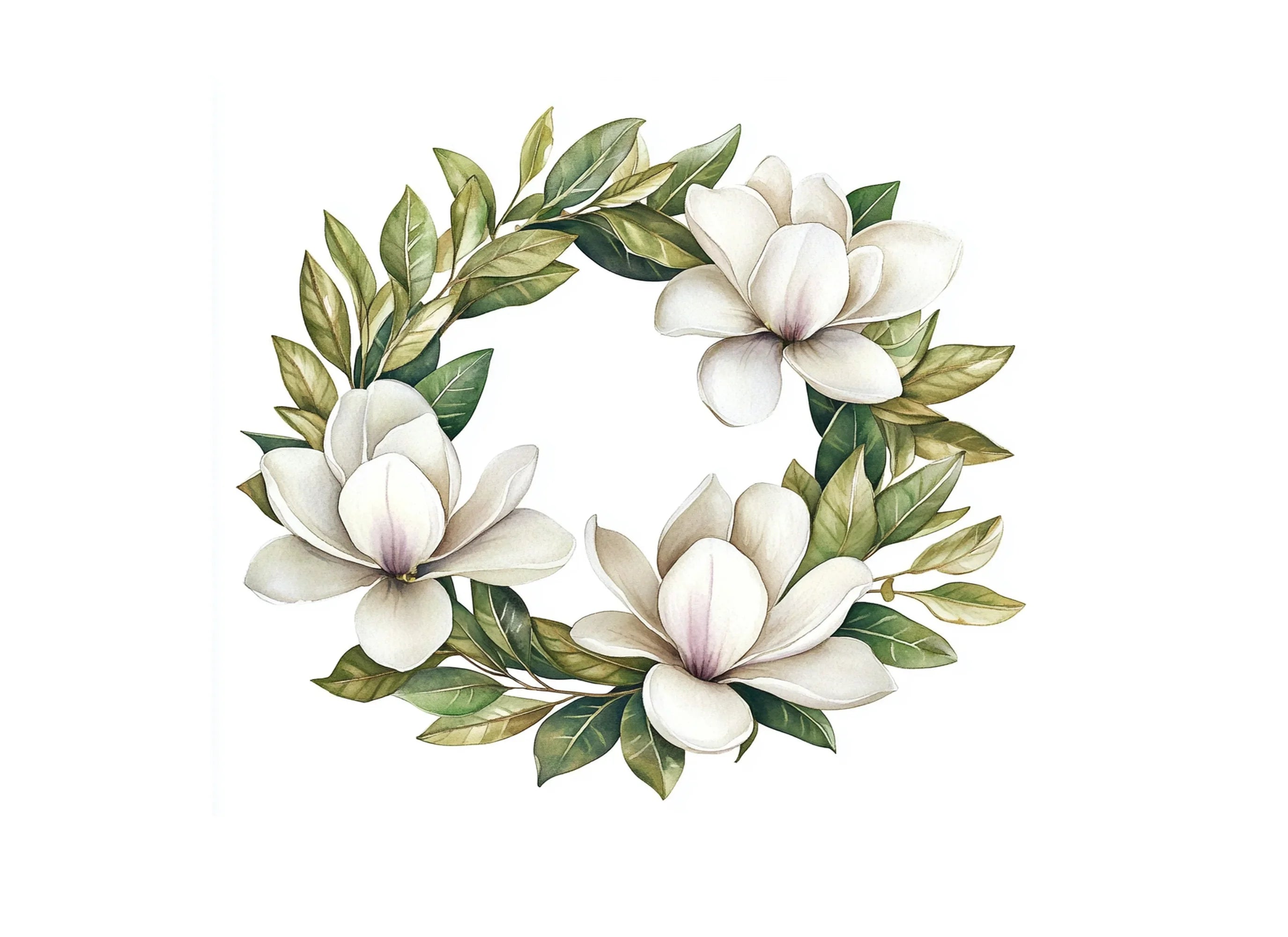 Elegant Magnolia Wreaths Clipart Bundle
