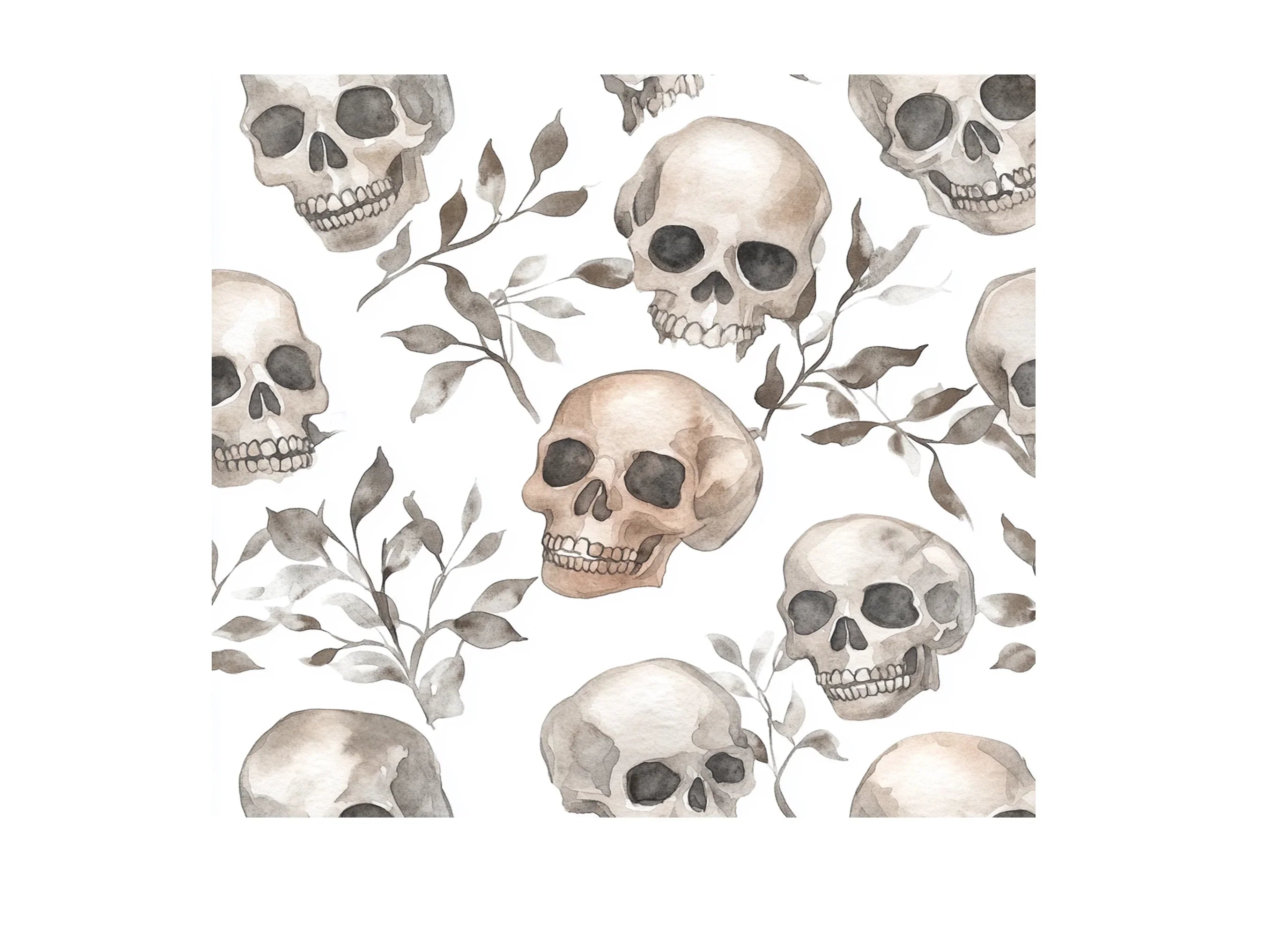Spooky Skull and Foliage Clipart Bundle