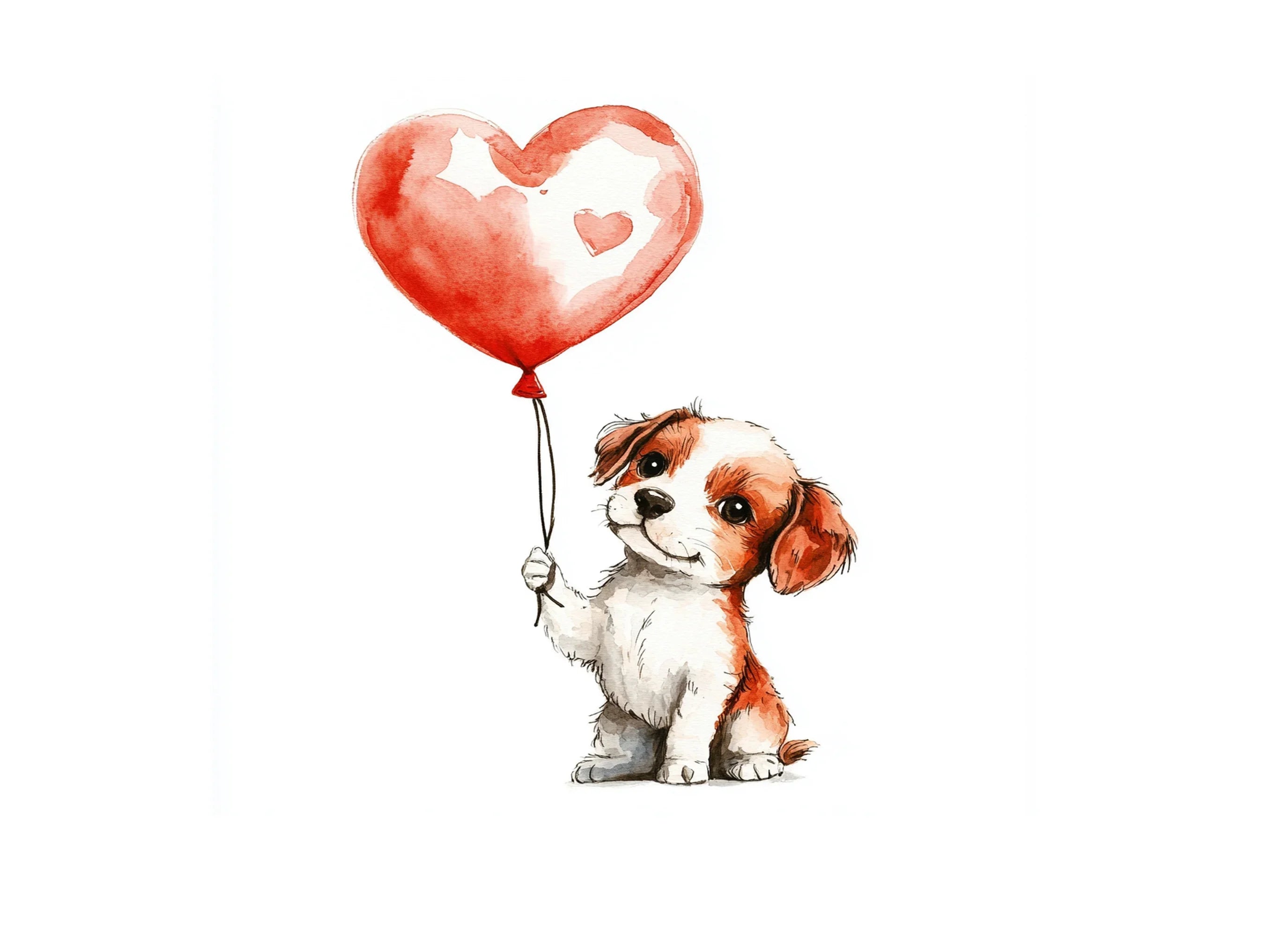 Valentine Puppy with Heart Balloon Clipart Bundle