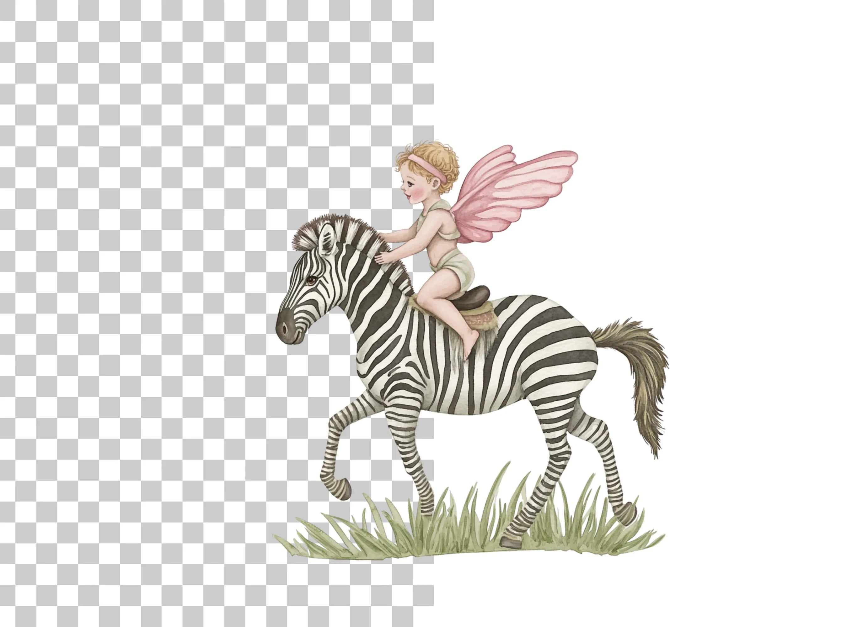 Cute Fairy Riding Zebra Clipart Bundle