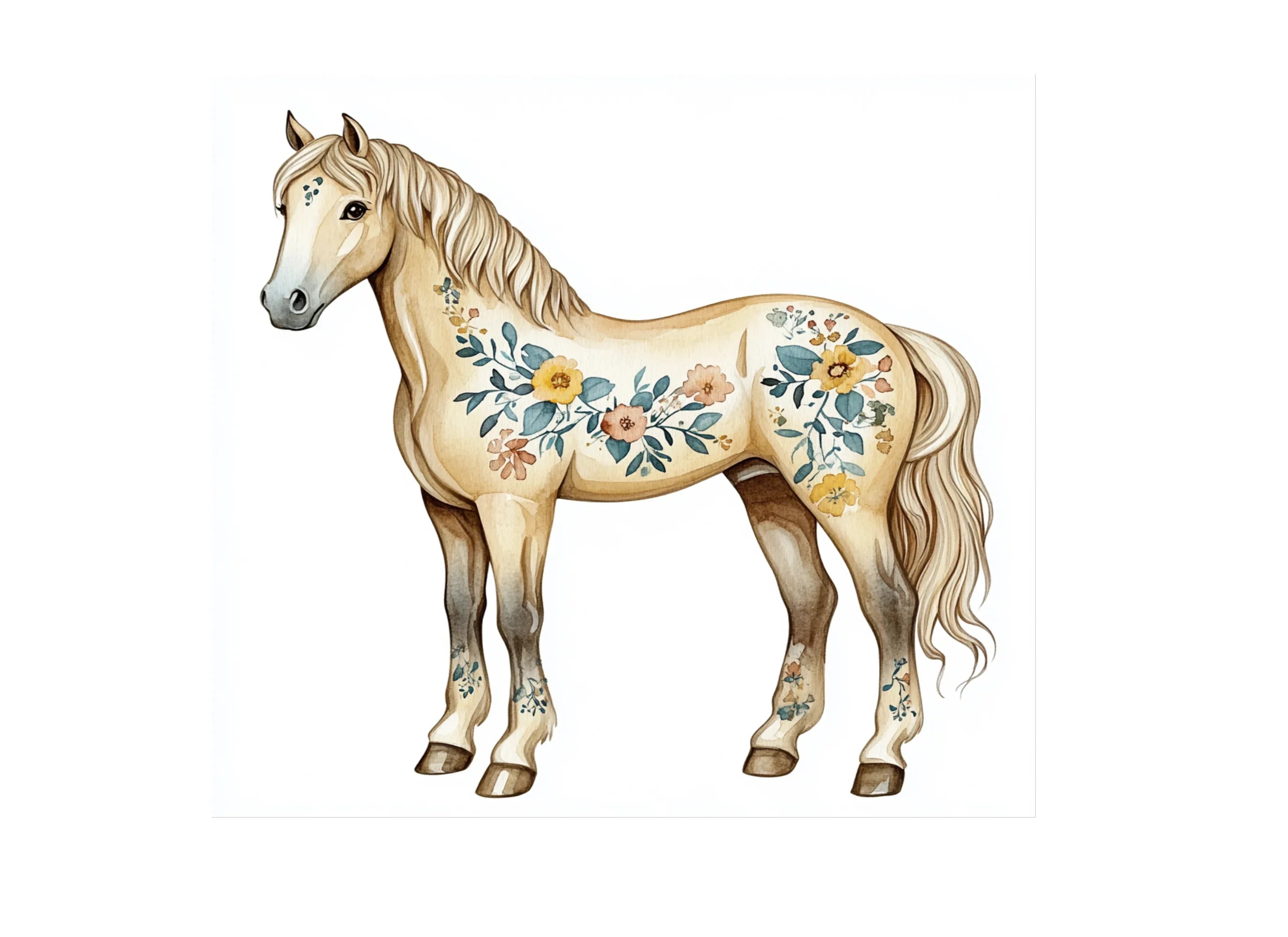 Floral Decorated Horse Clipart Bundle