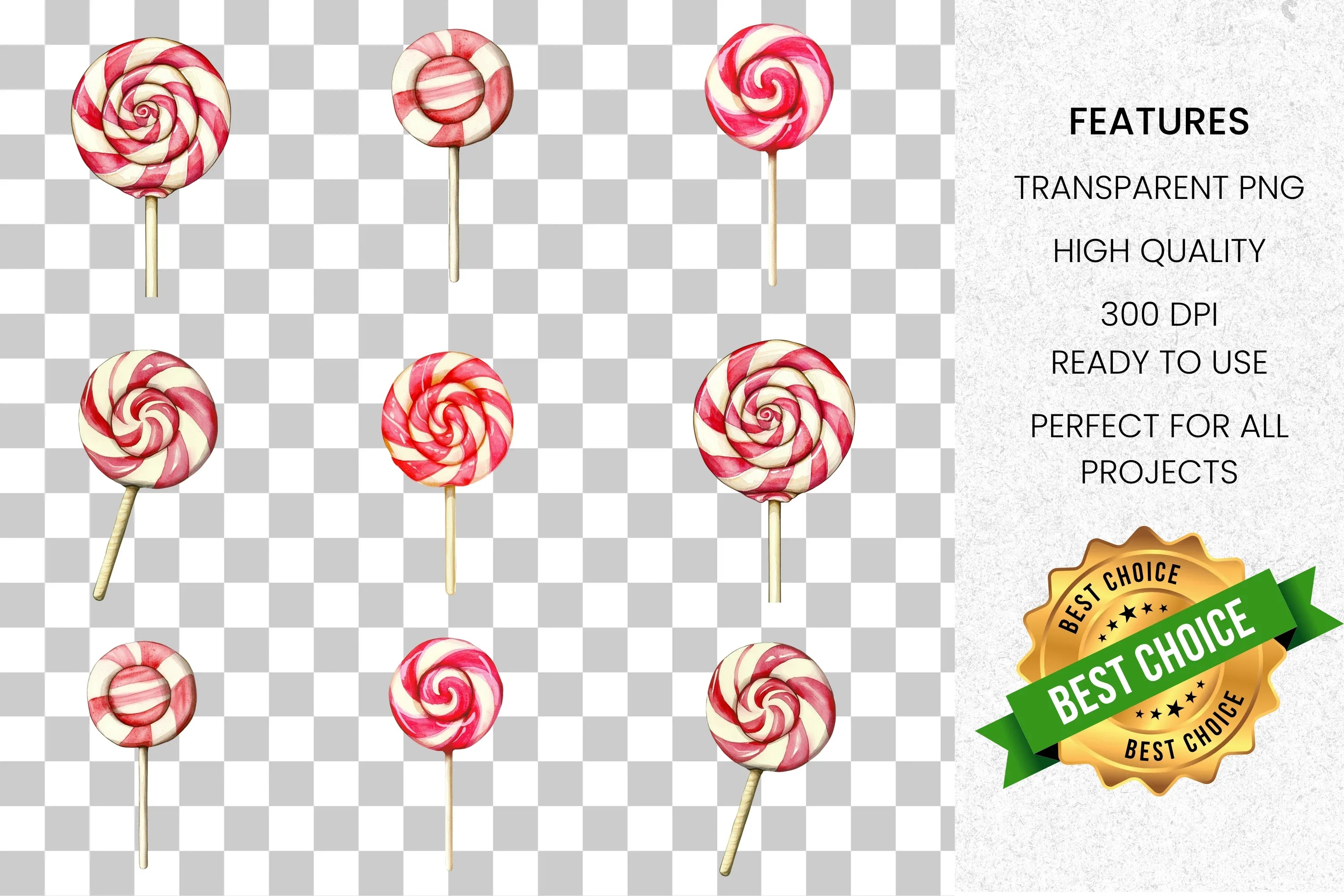 Sweet Swirl Lollipop Clipart Bundle