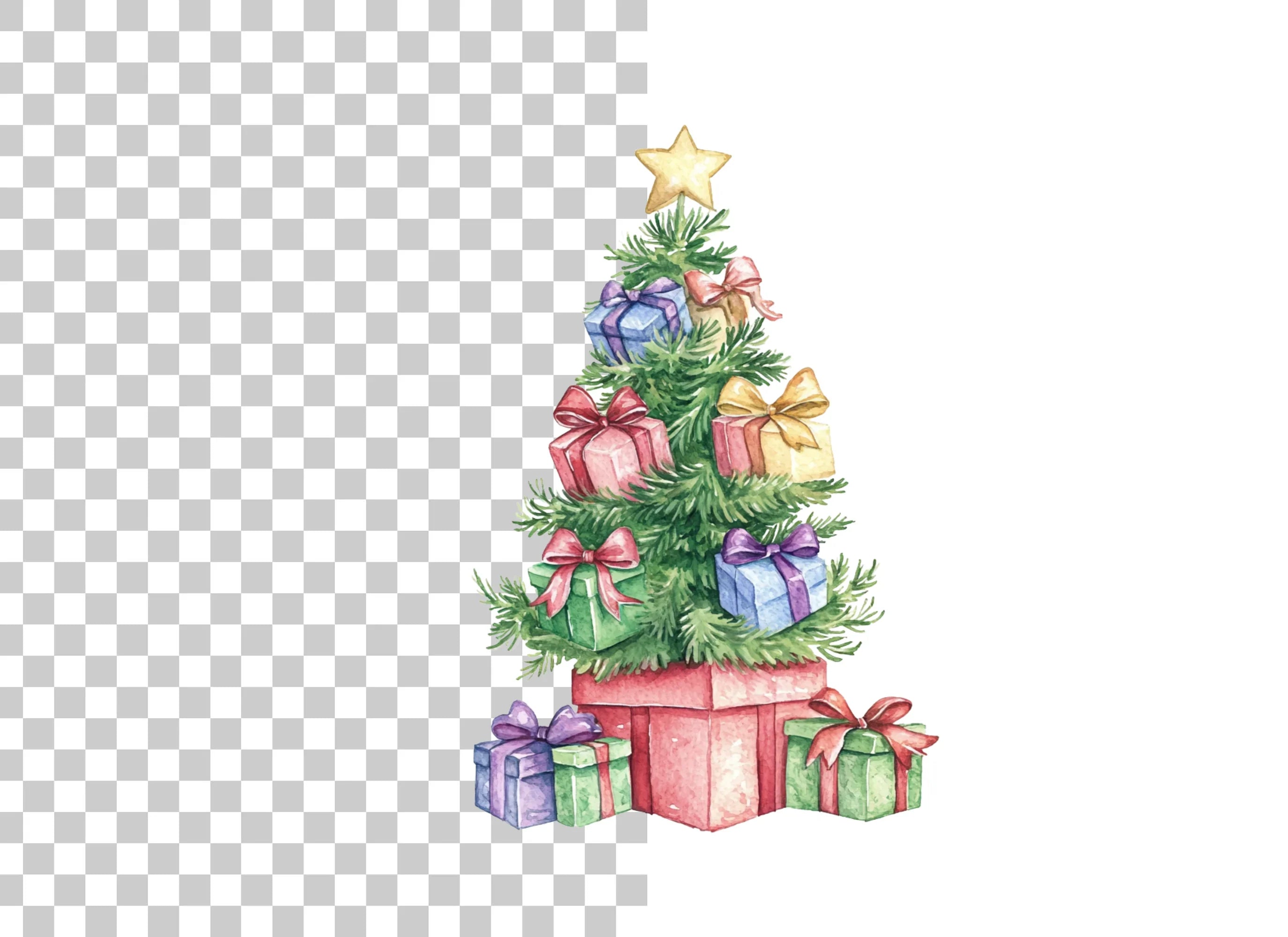 Christmas Trees with Presents Clipart Bundle