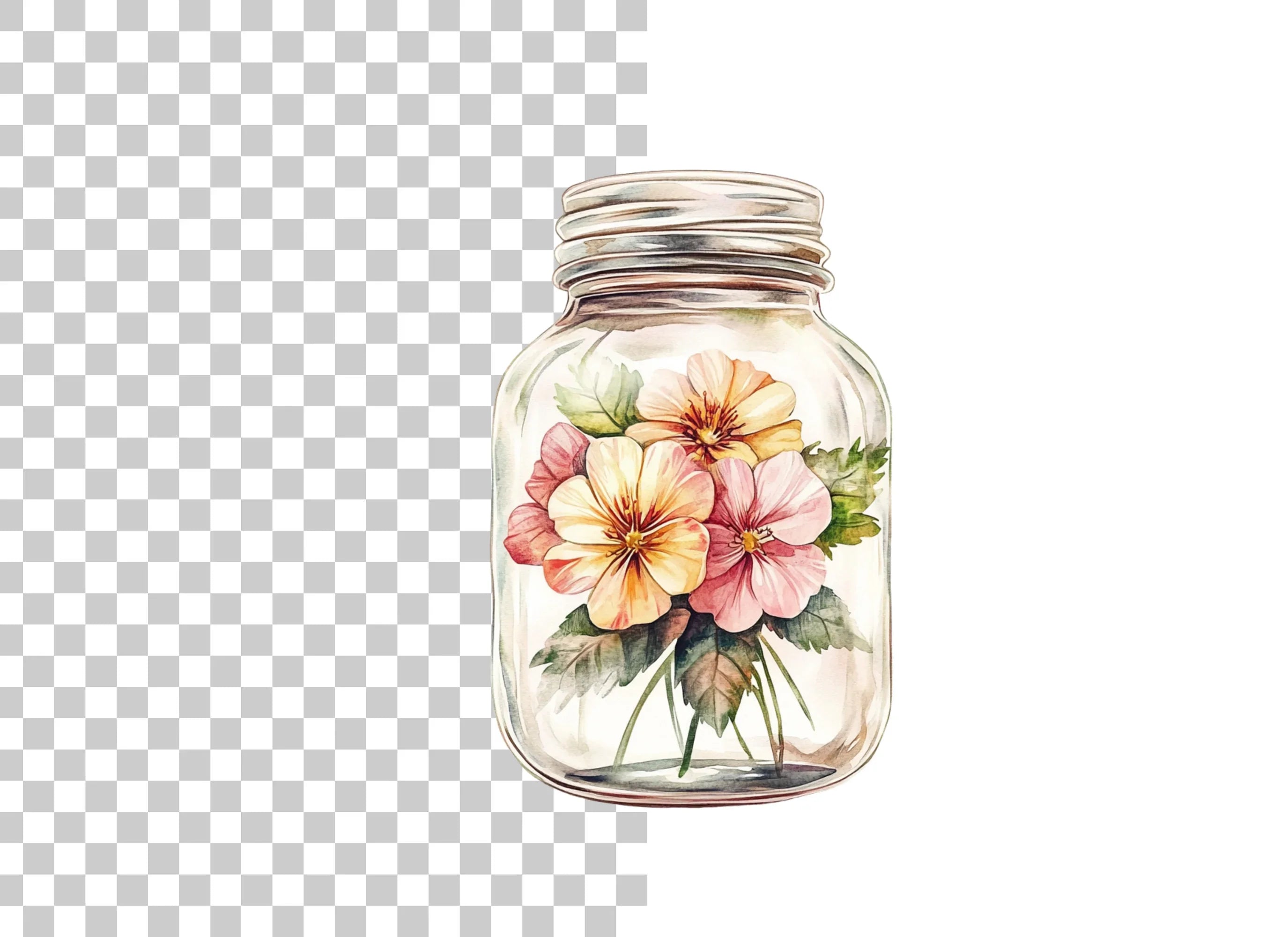 Flowers in Jar Clipart Bundle