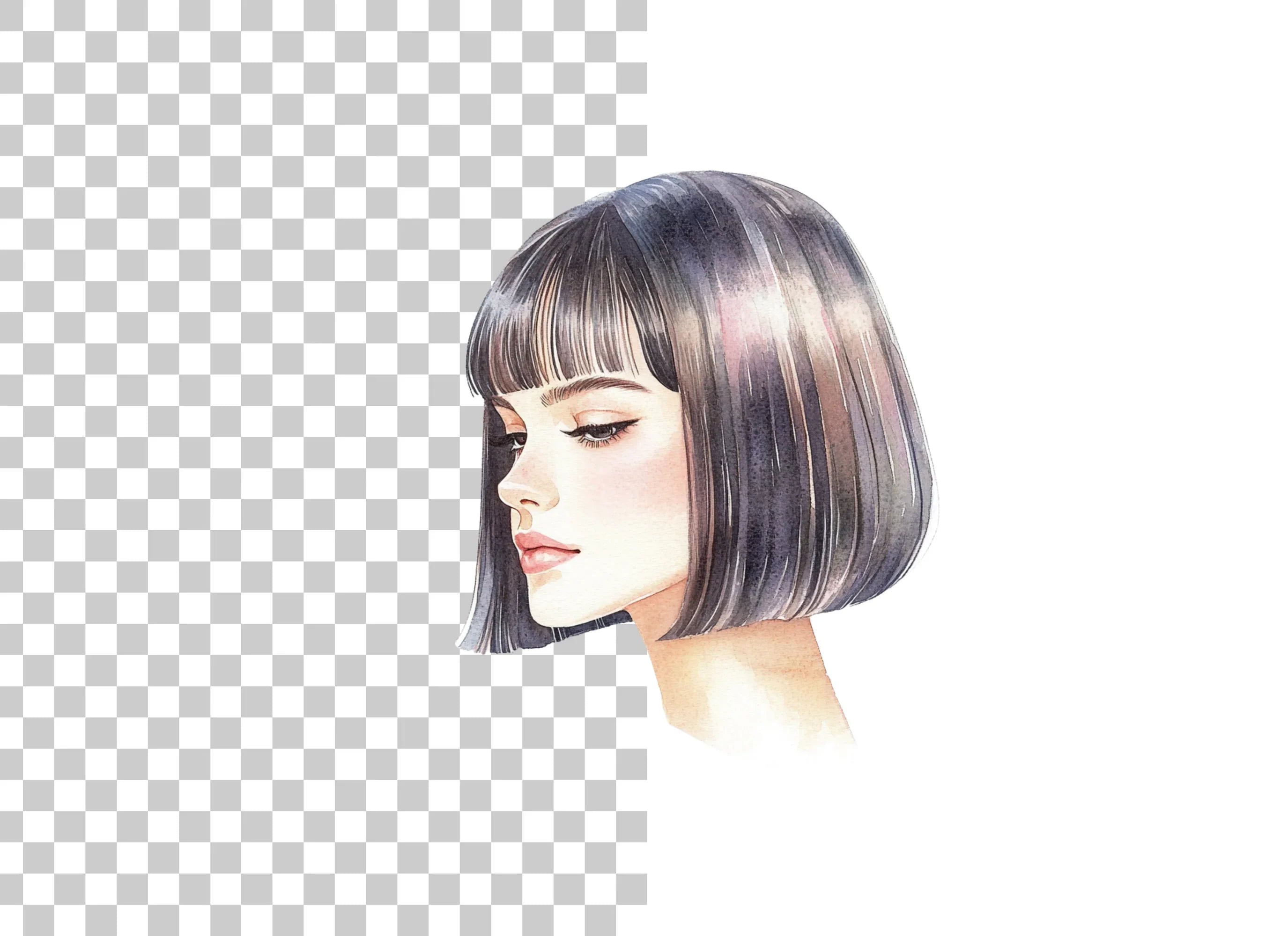 Stylish Bob Haircut Woman Clipart Bundle