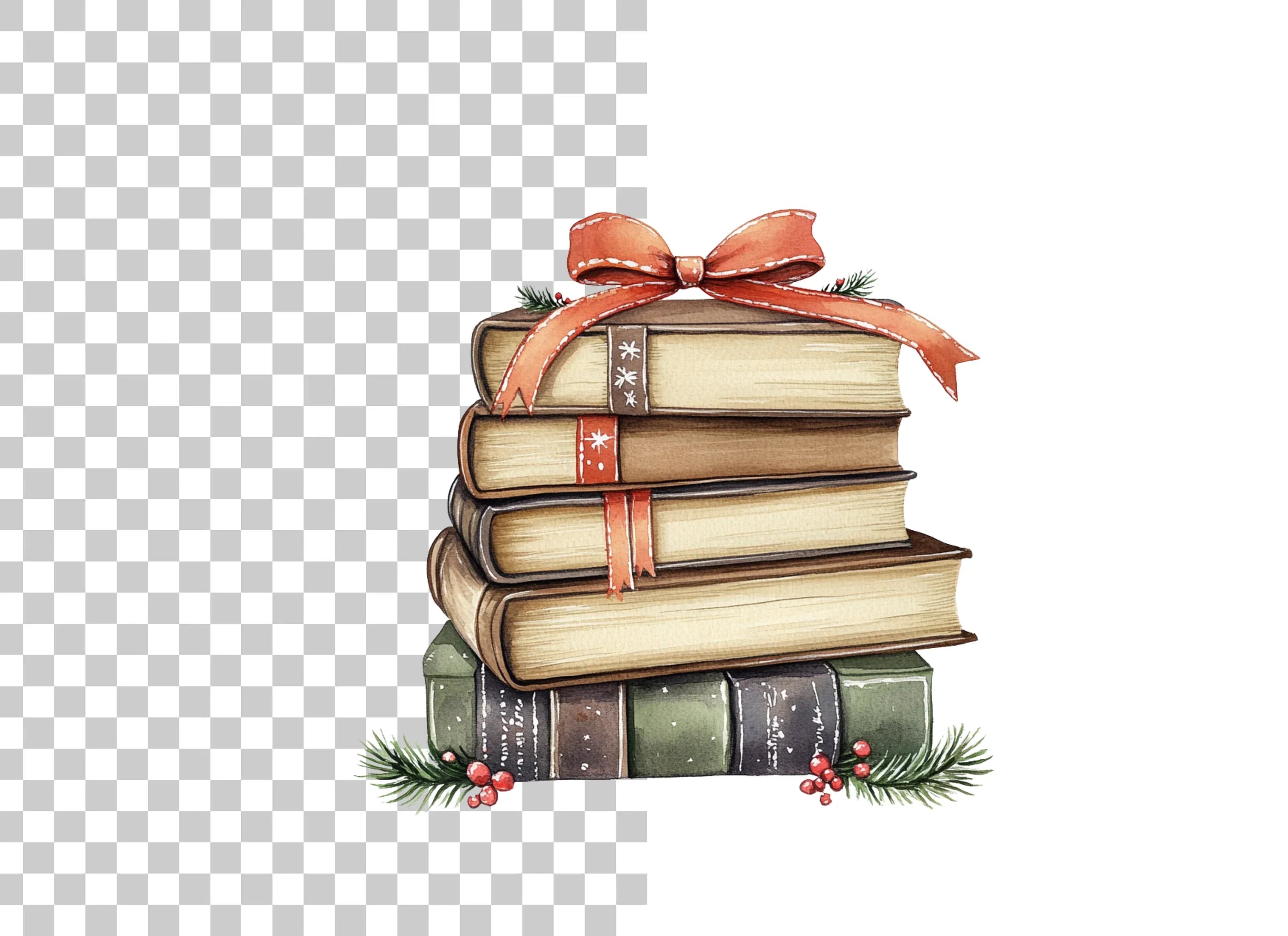 Holiday Book Stacks Clipart Bundle