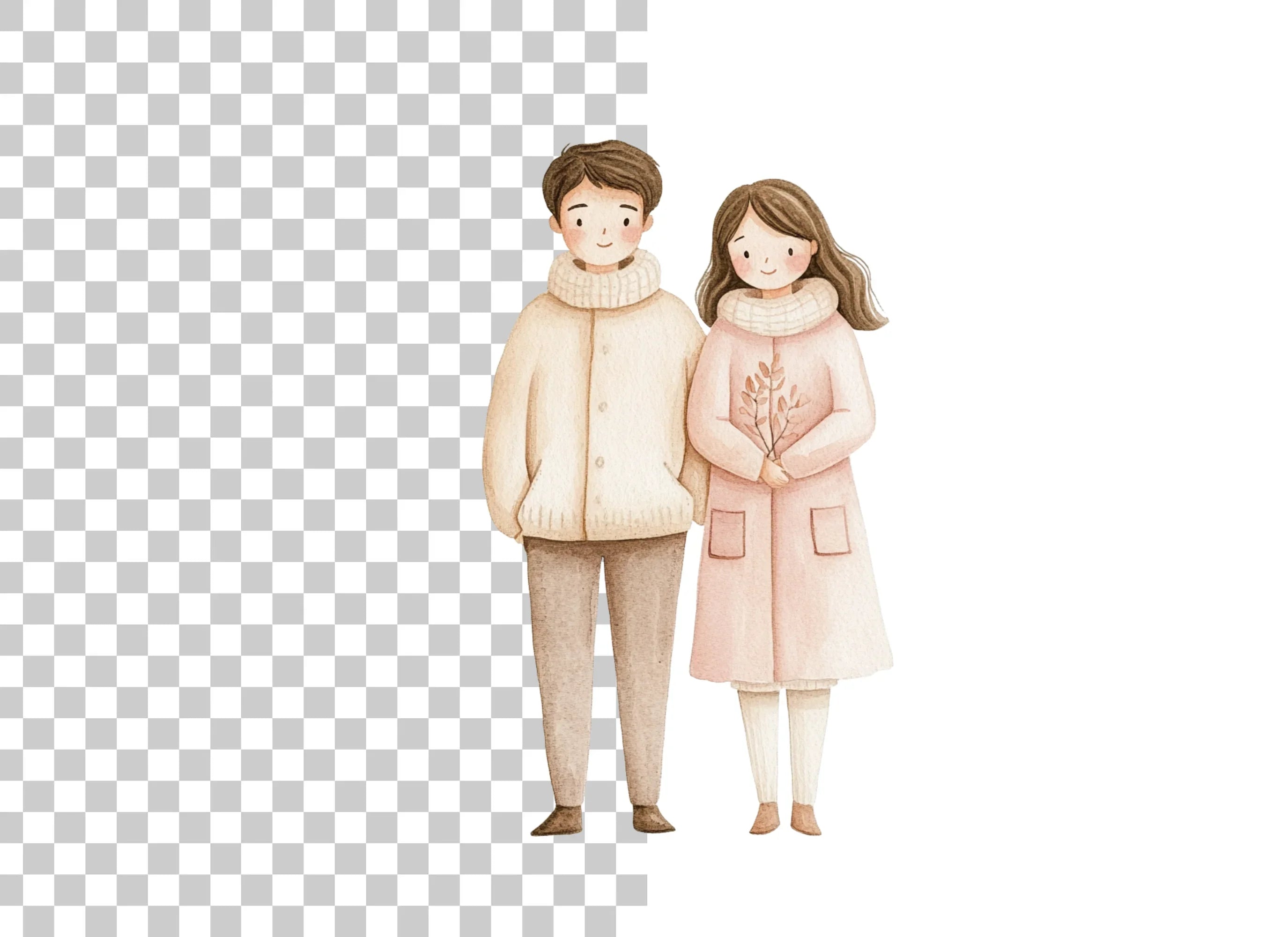 Cute Couple Winter Clipart Bundle