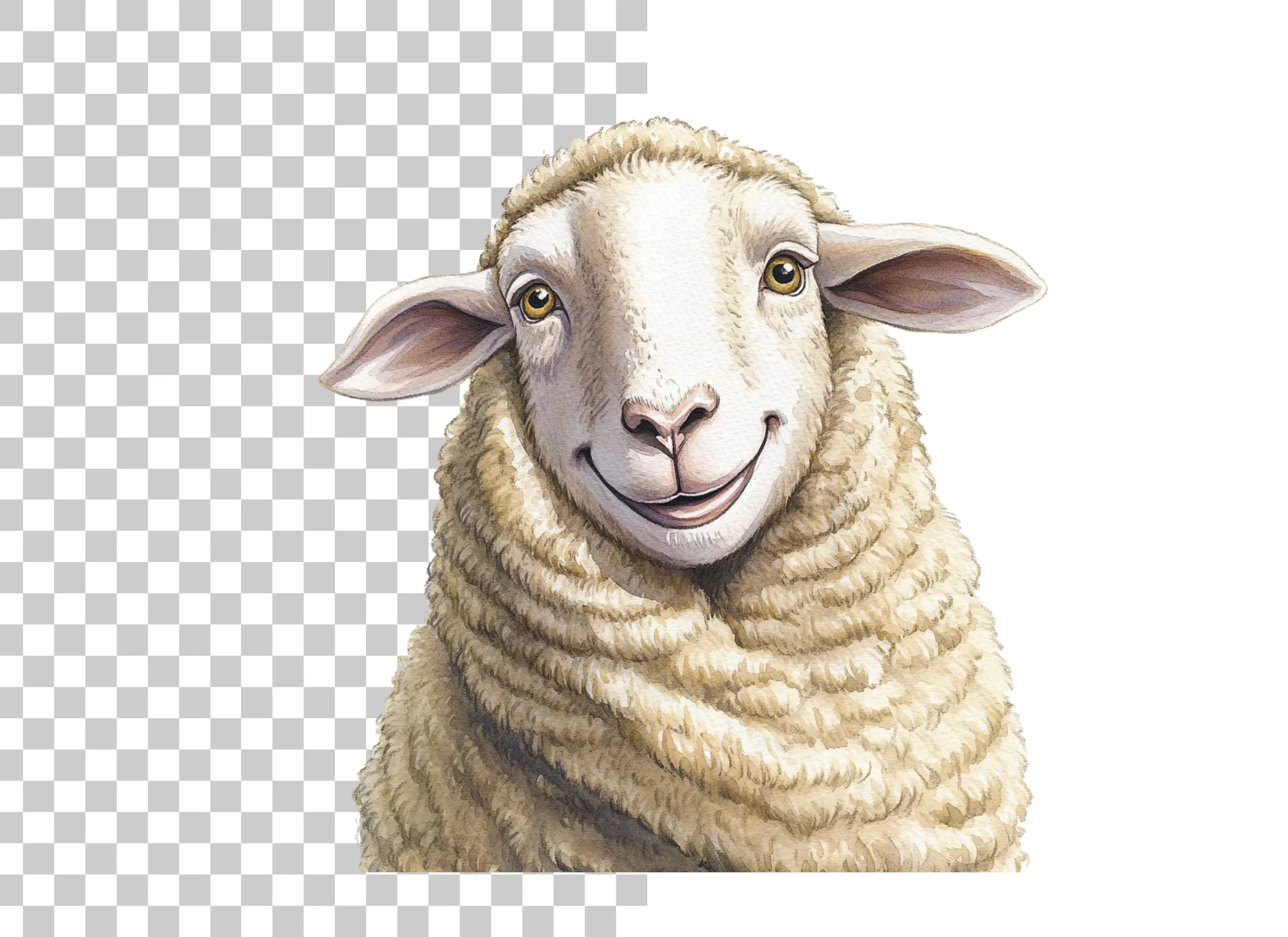 Smiling Sheep Face Clipart Bundle