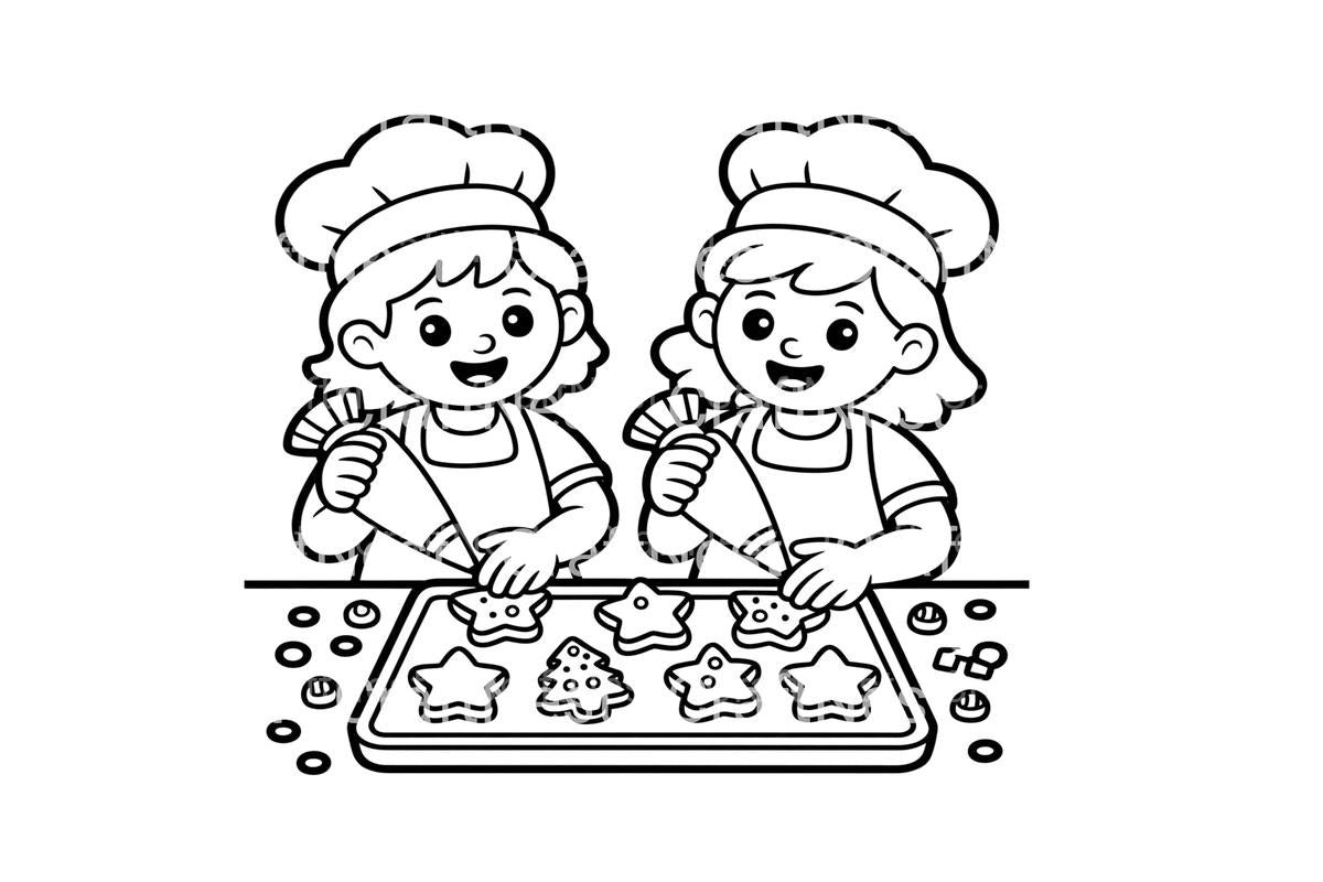 Kids Baking Cookies Coloring Books