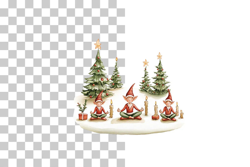 Christmas Yoga Elves & Santa Clipart Bundle - CraftNest - Digital Crafting and Art