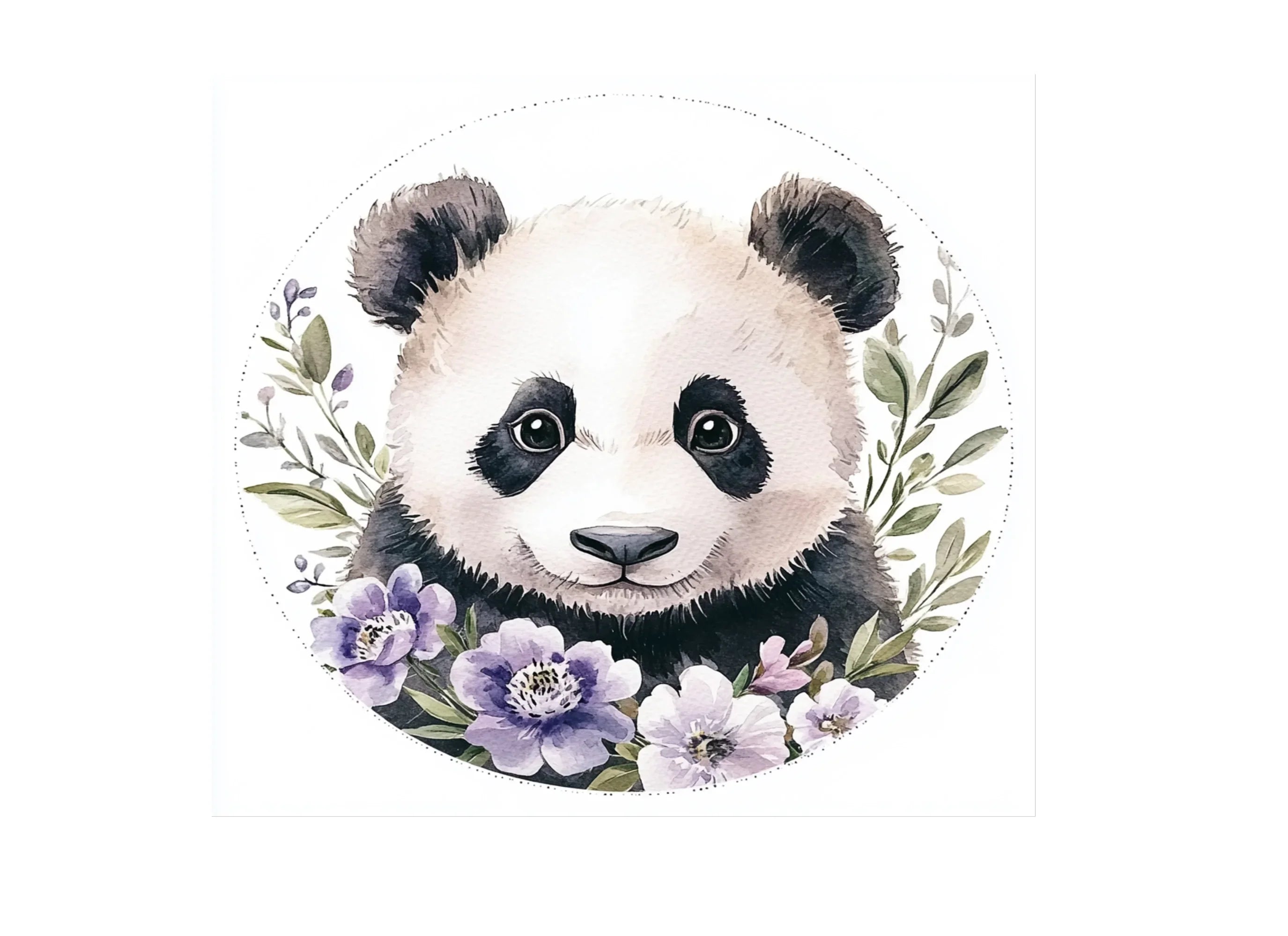 Floral Panda Bear Face Clipart Bundle