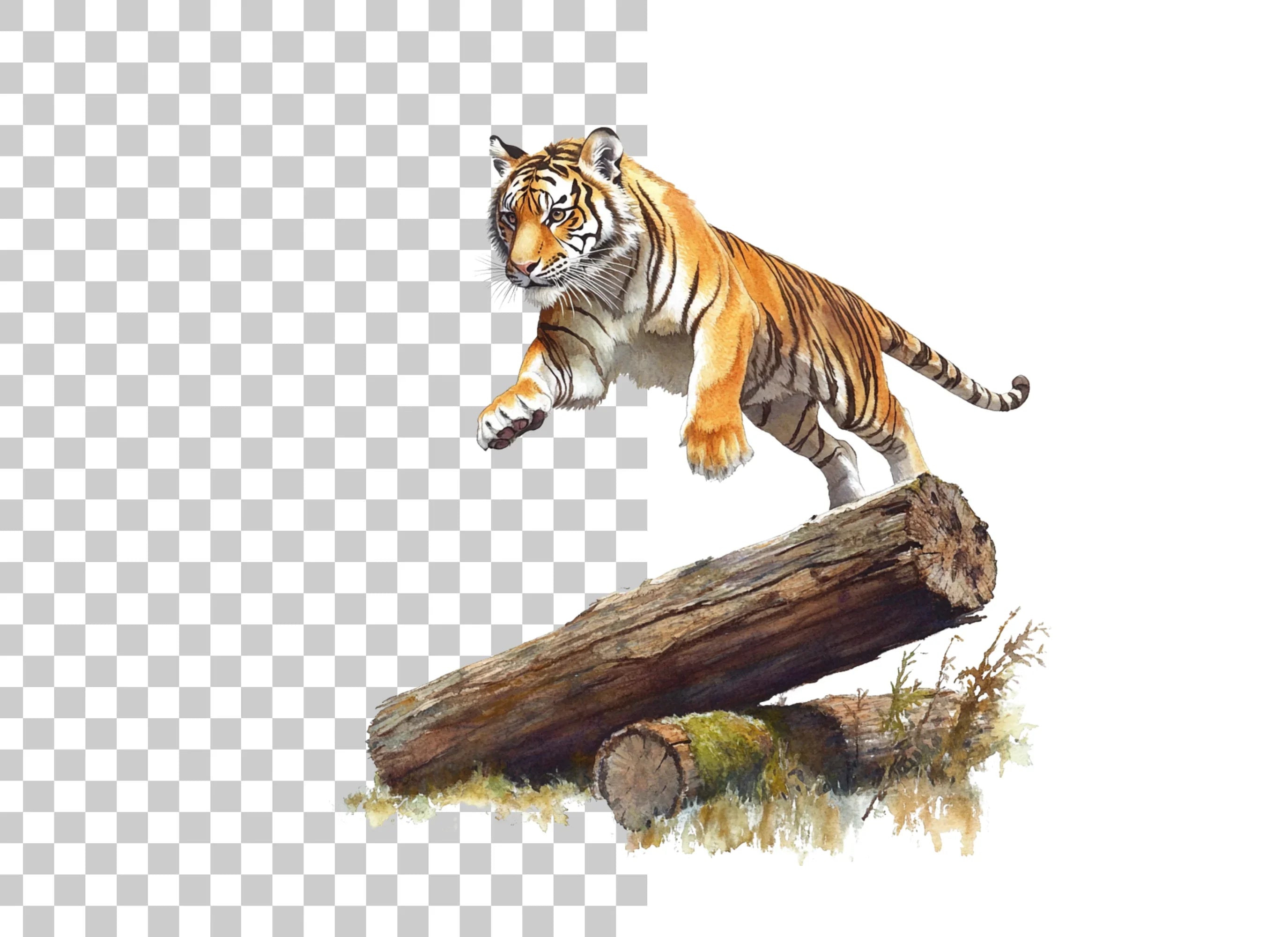 Dynamic Tiger Leap Clipart Bundle