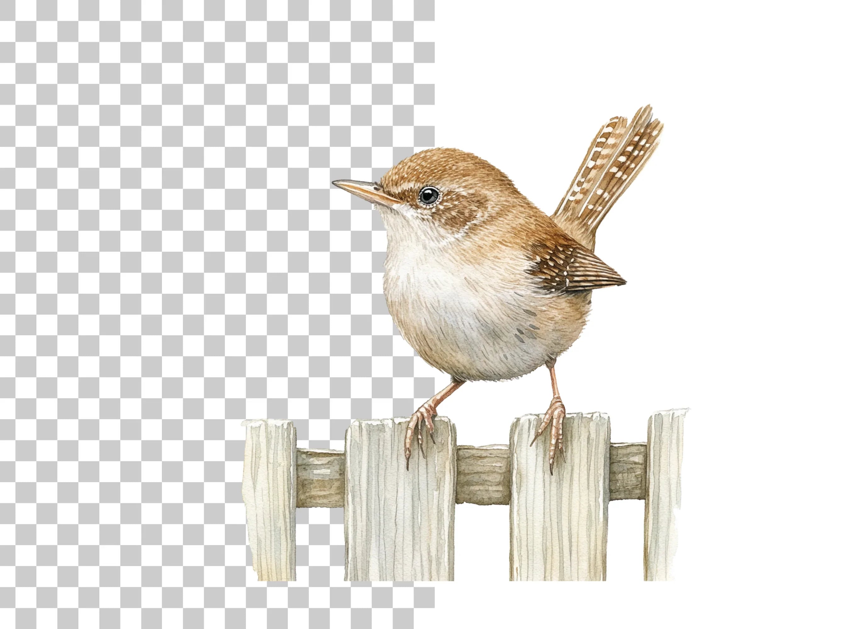 Cute Wren Birds on Fence Clipart Bundle