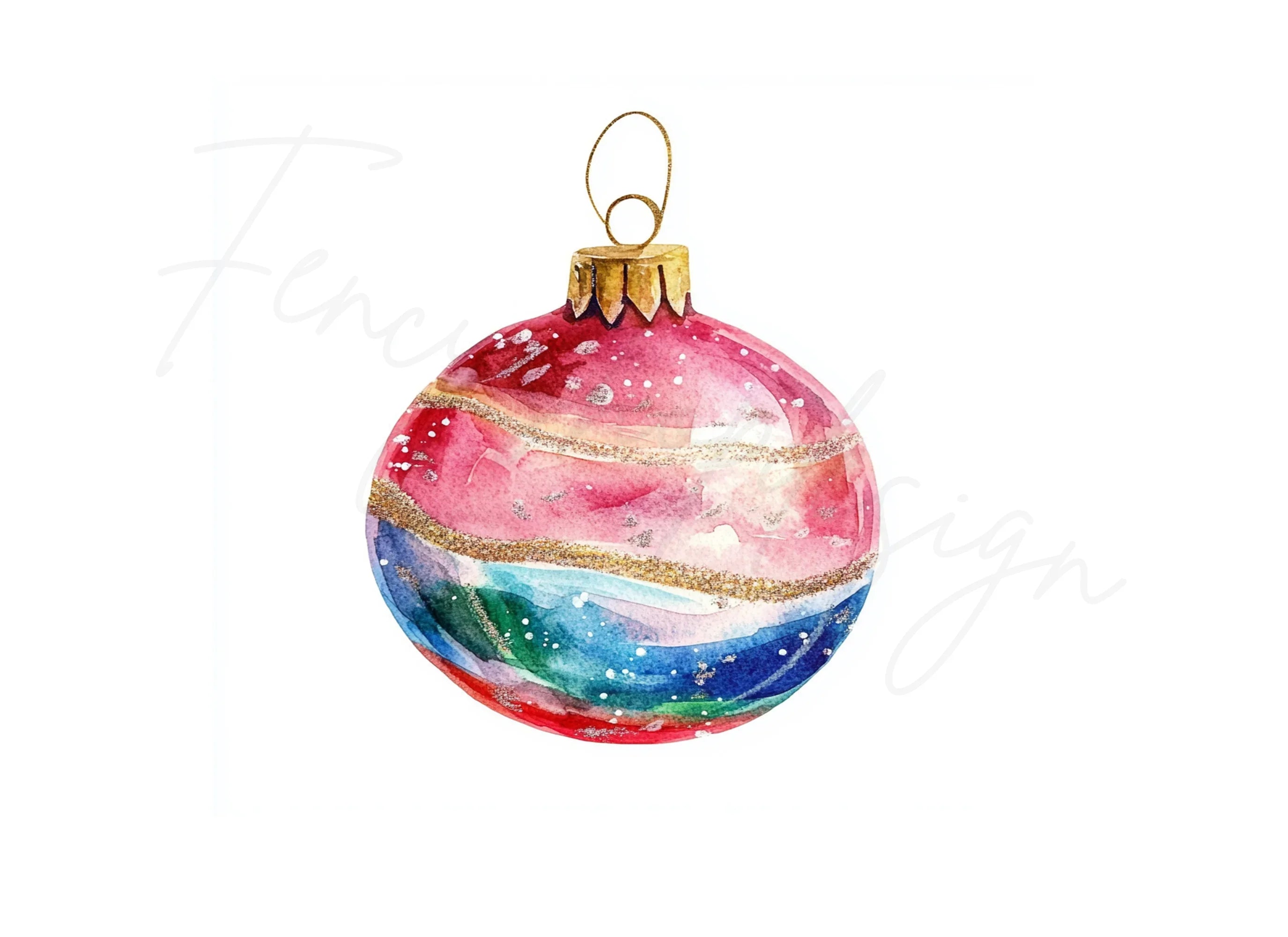 Pink Gold Christmas Baubles Clipart Bundle