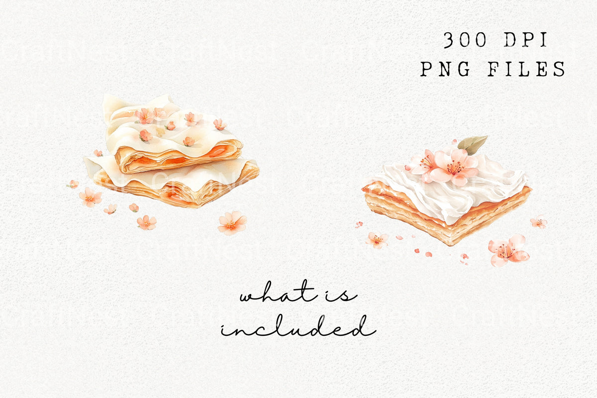 Cherry Blossom Pastry Dessert Clipart Bundle