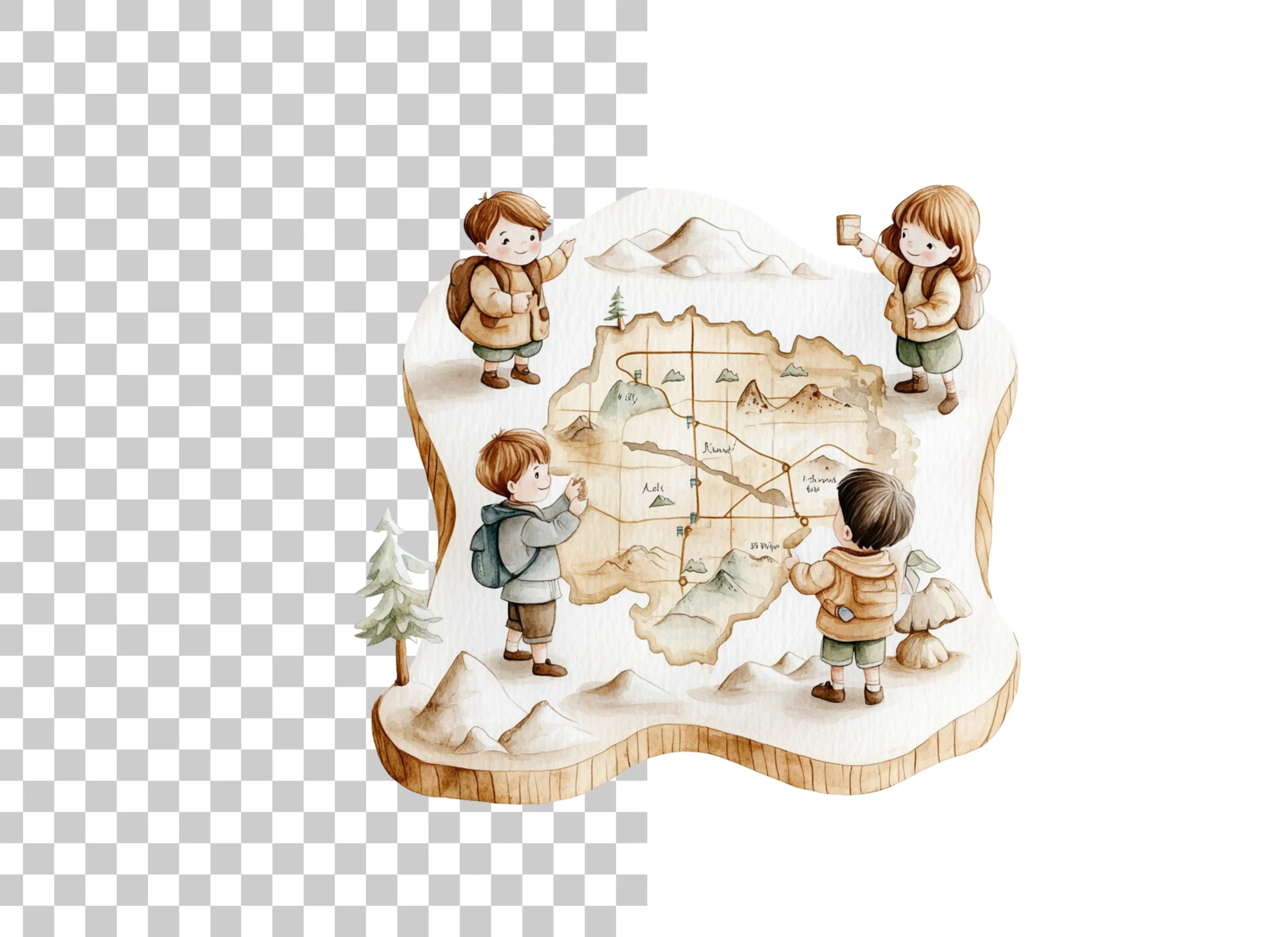 Kids Adventure Map Clipart Bundle