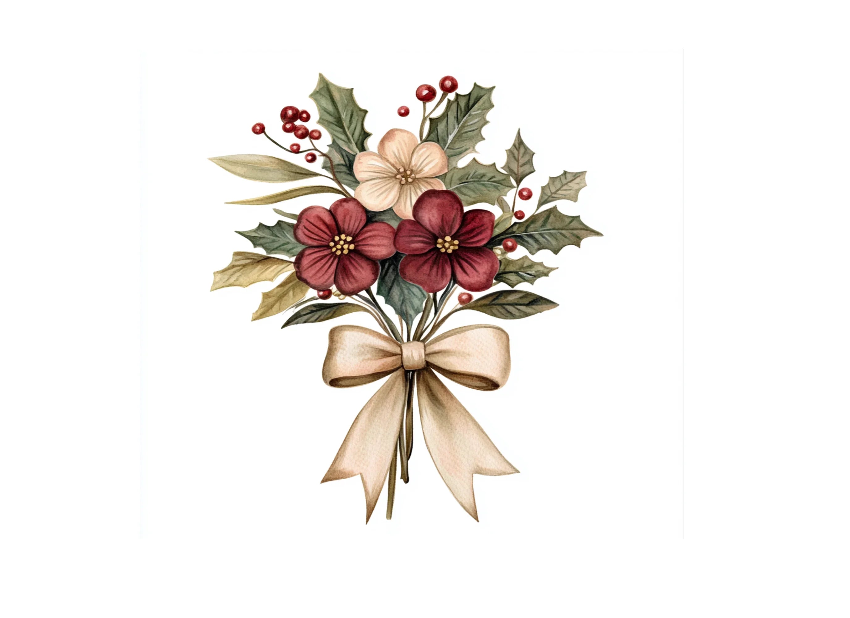 Christmas Floral Bouquets Clipart Bundle