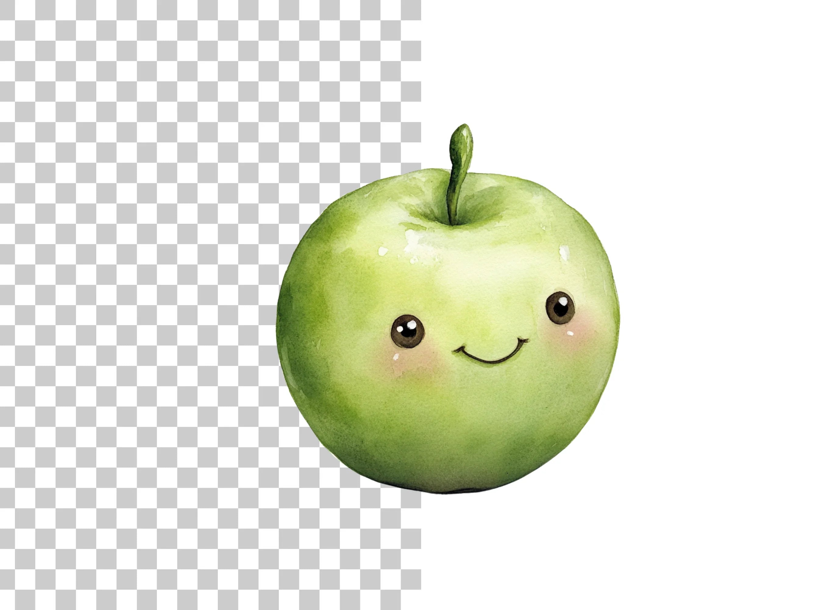 Cute Green Apple Clipart Bundle