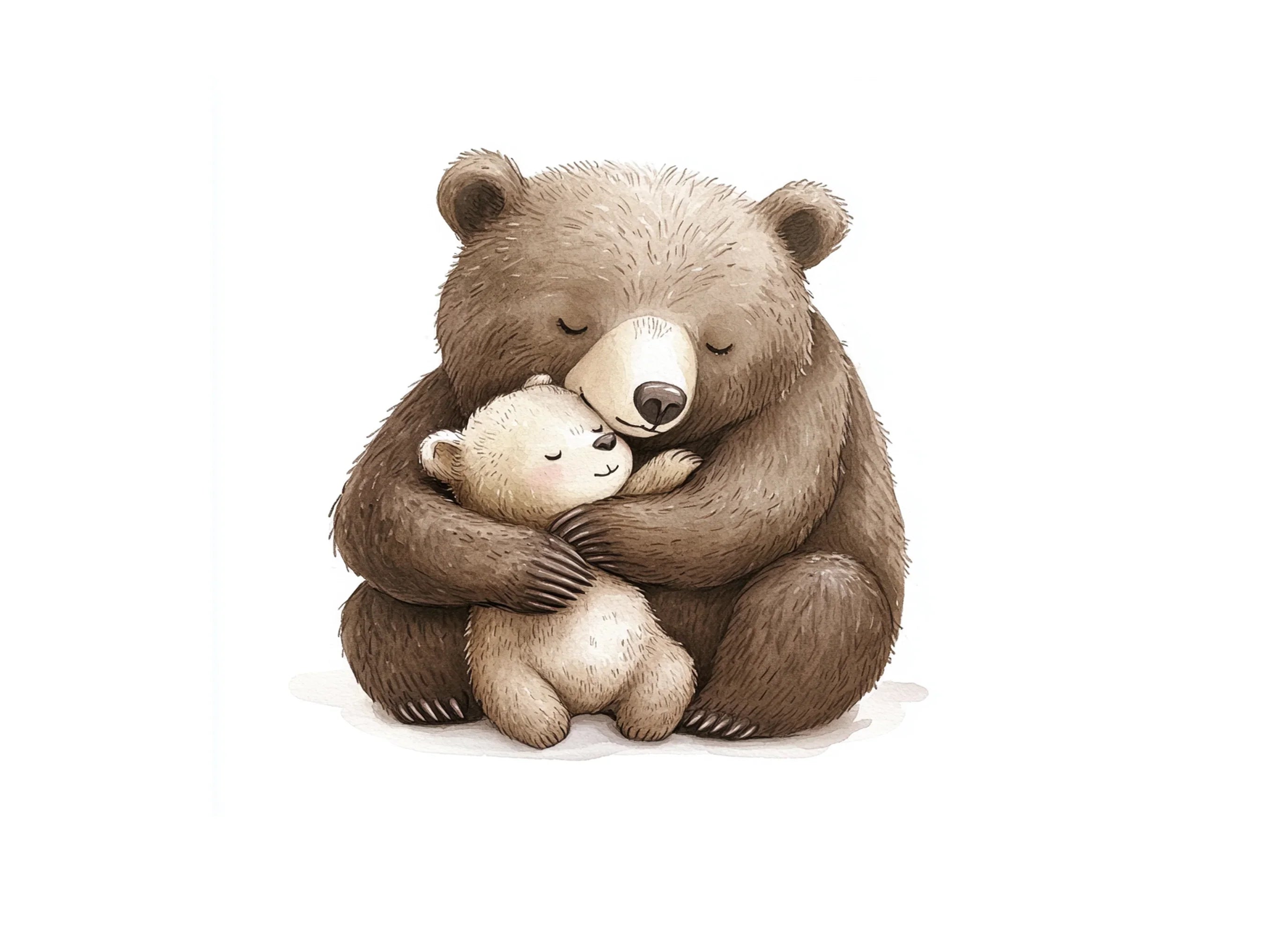 Cute Bear Hug Mother Child Clipart Bundle