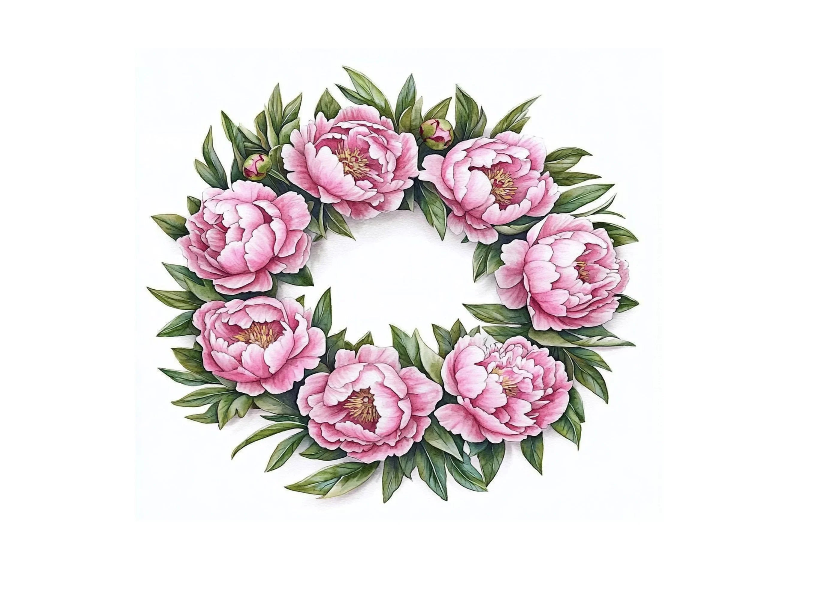 Elegant Peony Wreaths Clipart Bundle