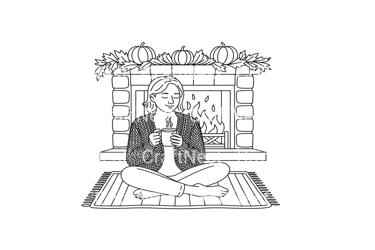 Relaxing by the Fireplace Coloring Books