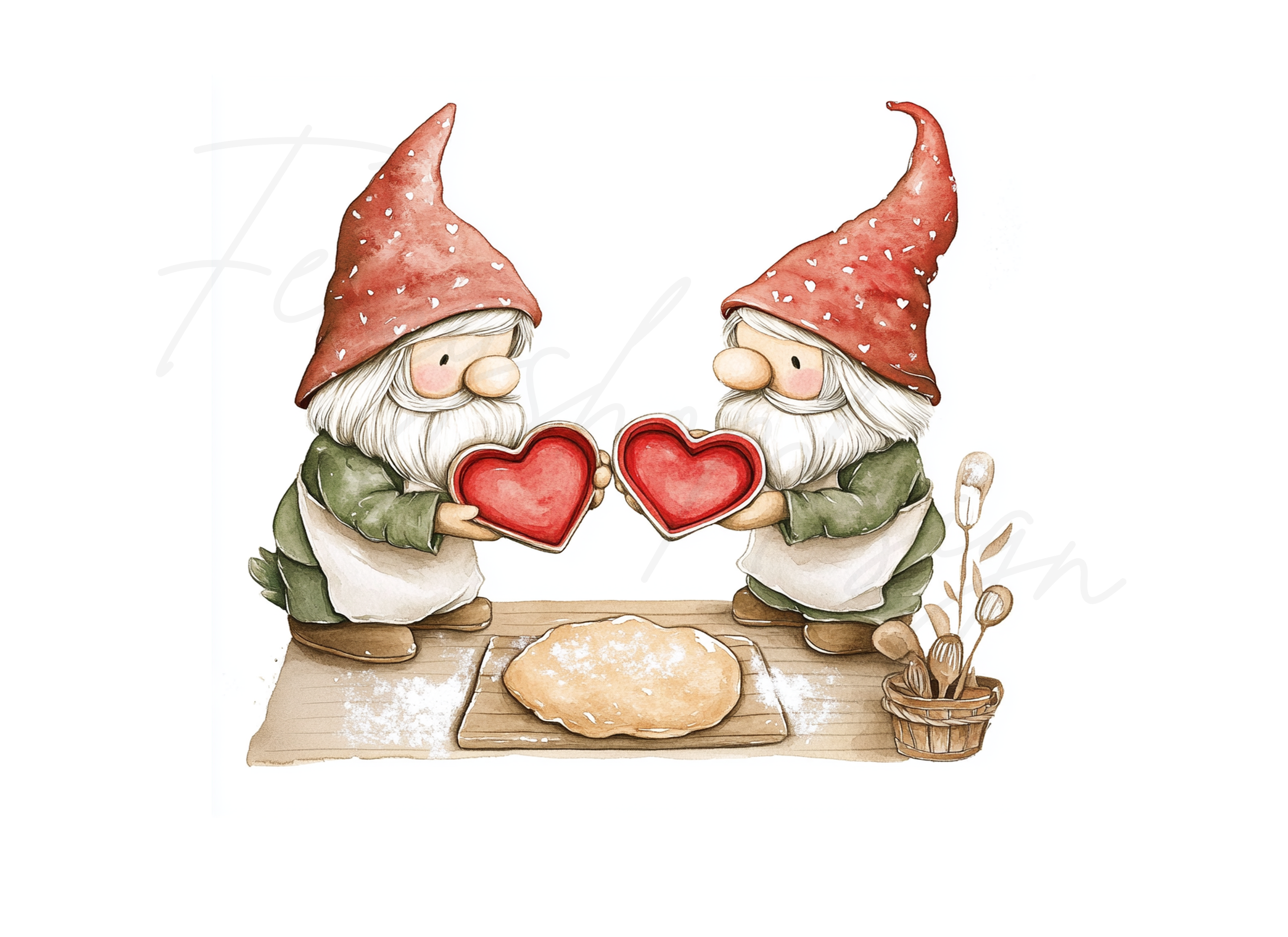Baking Gnomes with Hearts Clipart Bundle