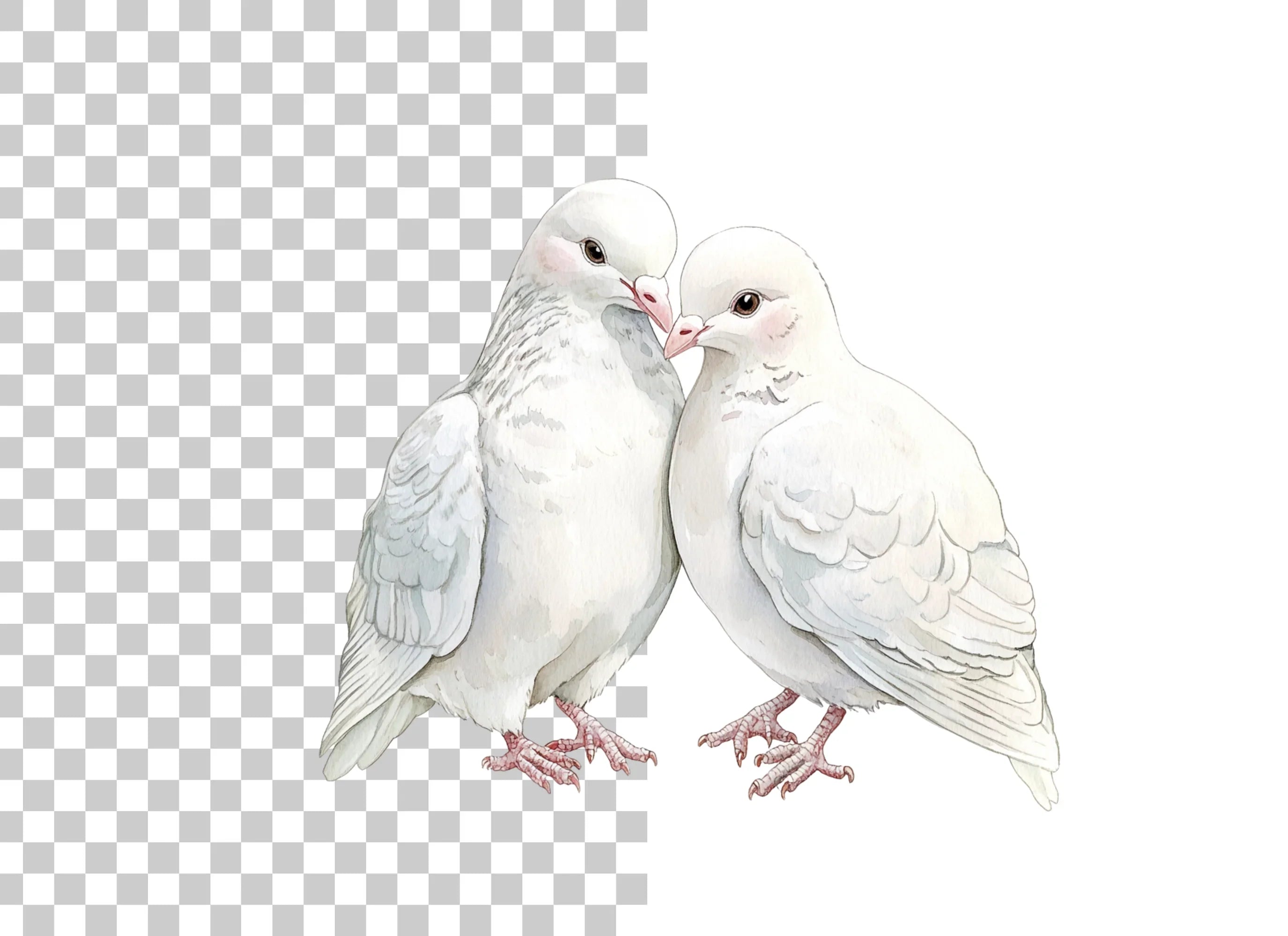 Romantic White Dove Couple Clipart Bundle