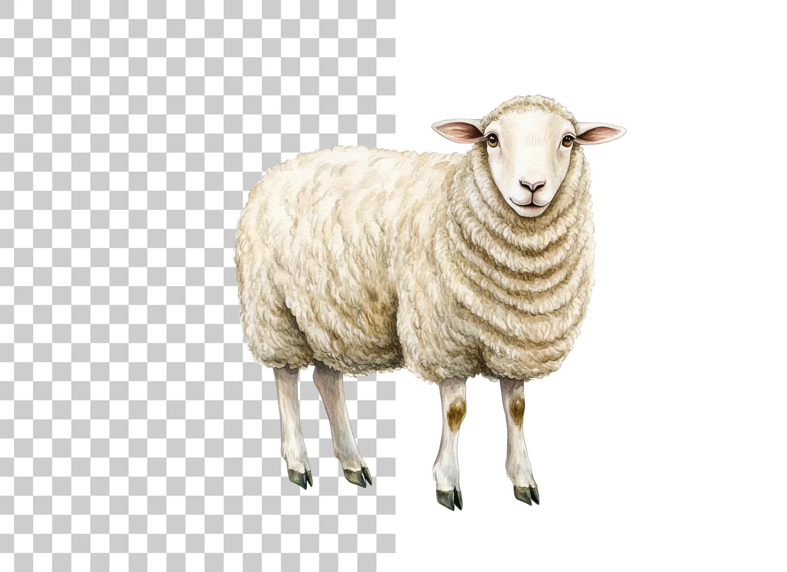 Three Fluffy Sheep Clipart Bundle