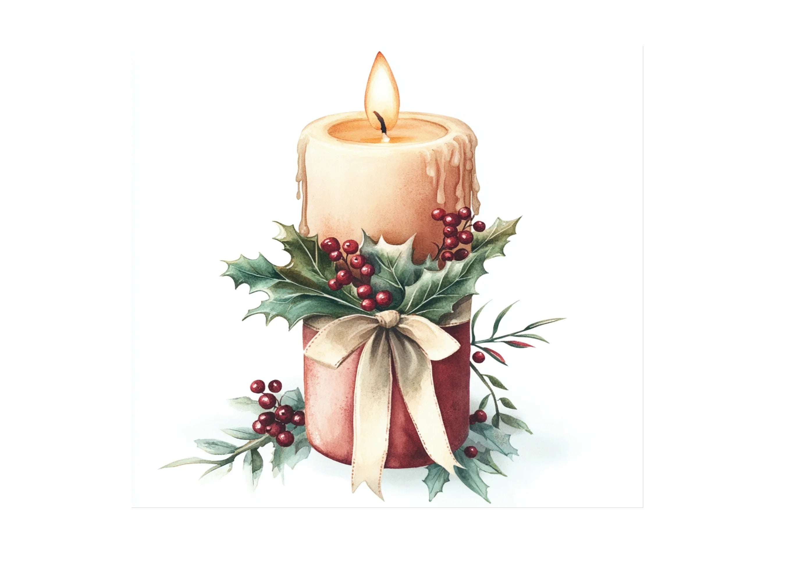 Elegant Christmas Candle Clipart Bundle