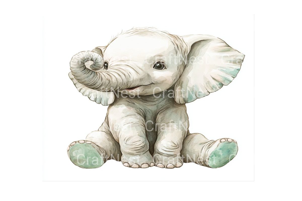 Baby Elephant Clipart Bundle