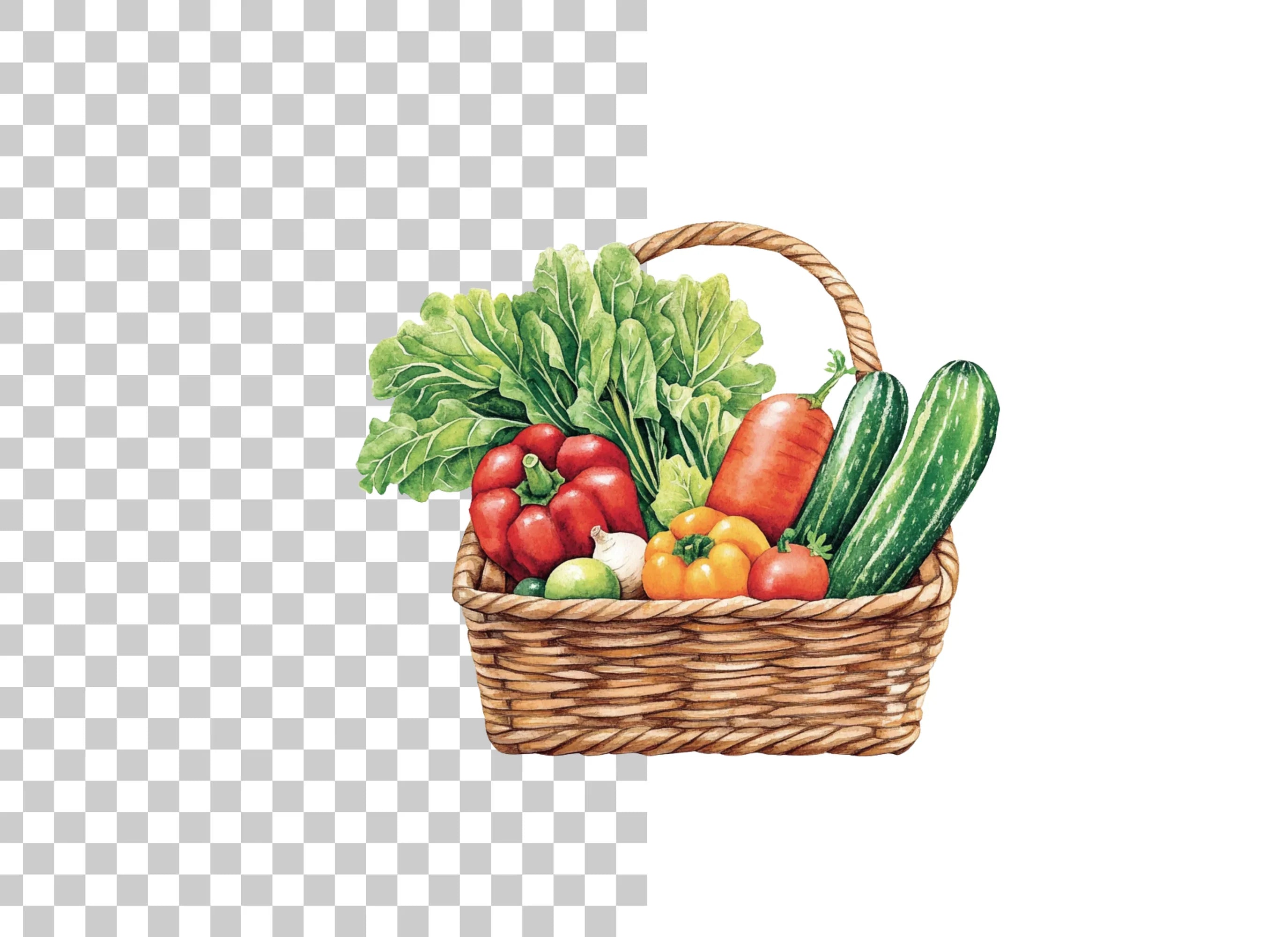 Fresh Vegetable Baskets Clipart Bundle