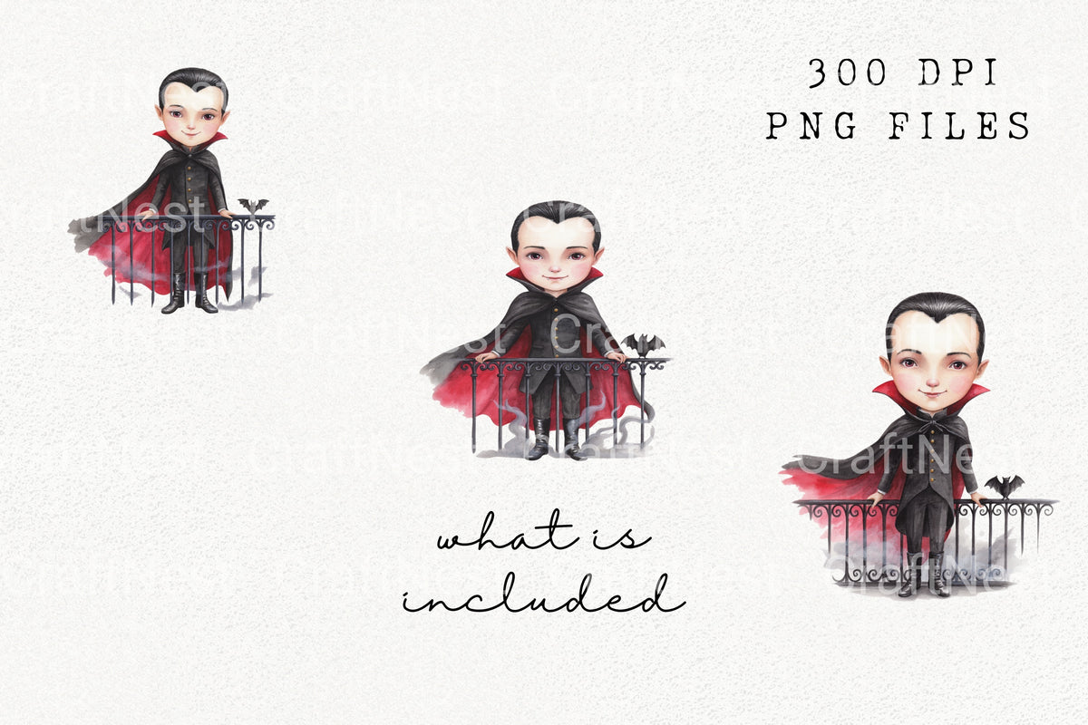 Chibi Vampire On Balcony Clipart Bundle