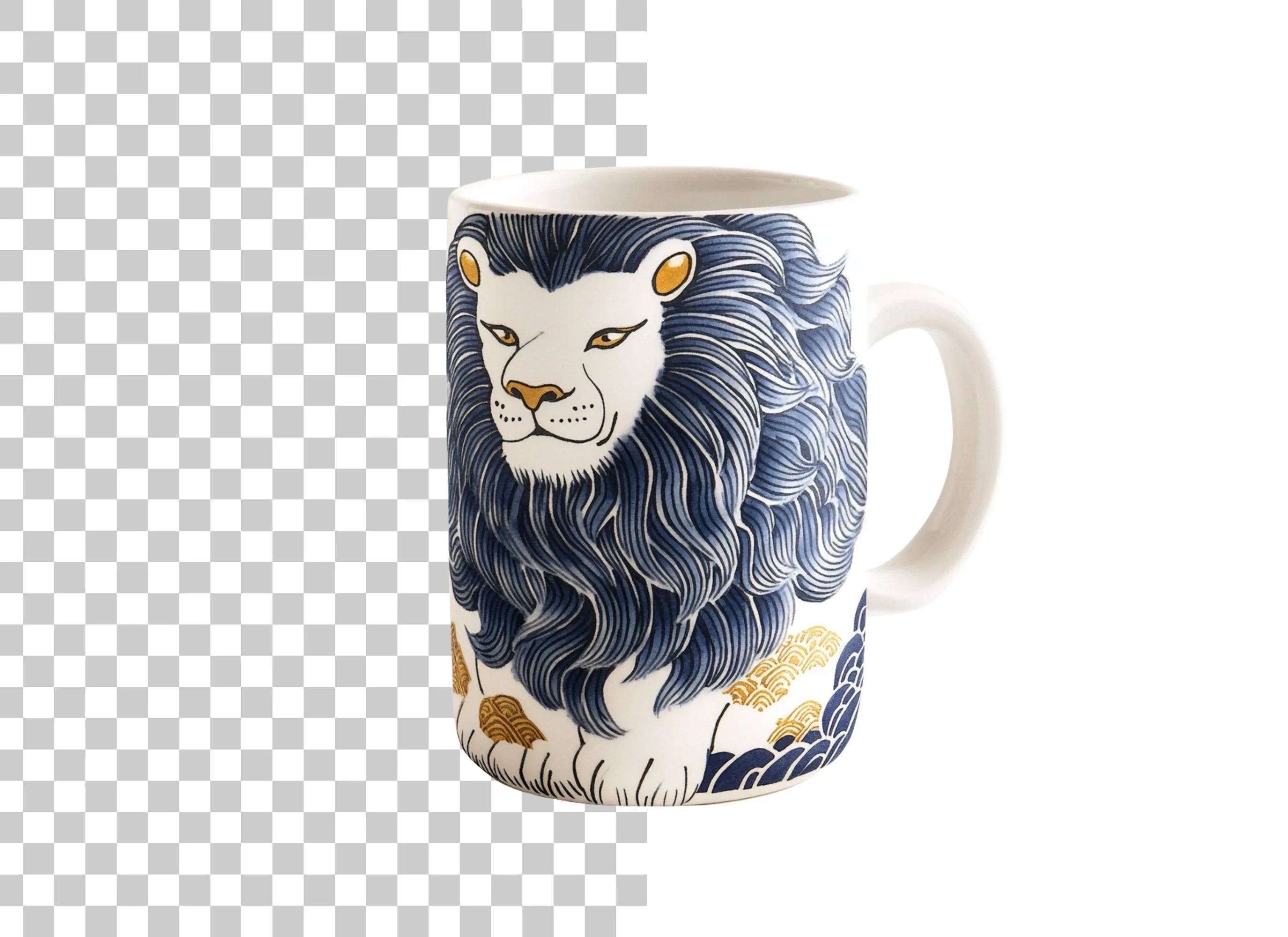 Blue Mane Lion Illustration Clipart Bundle