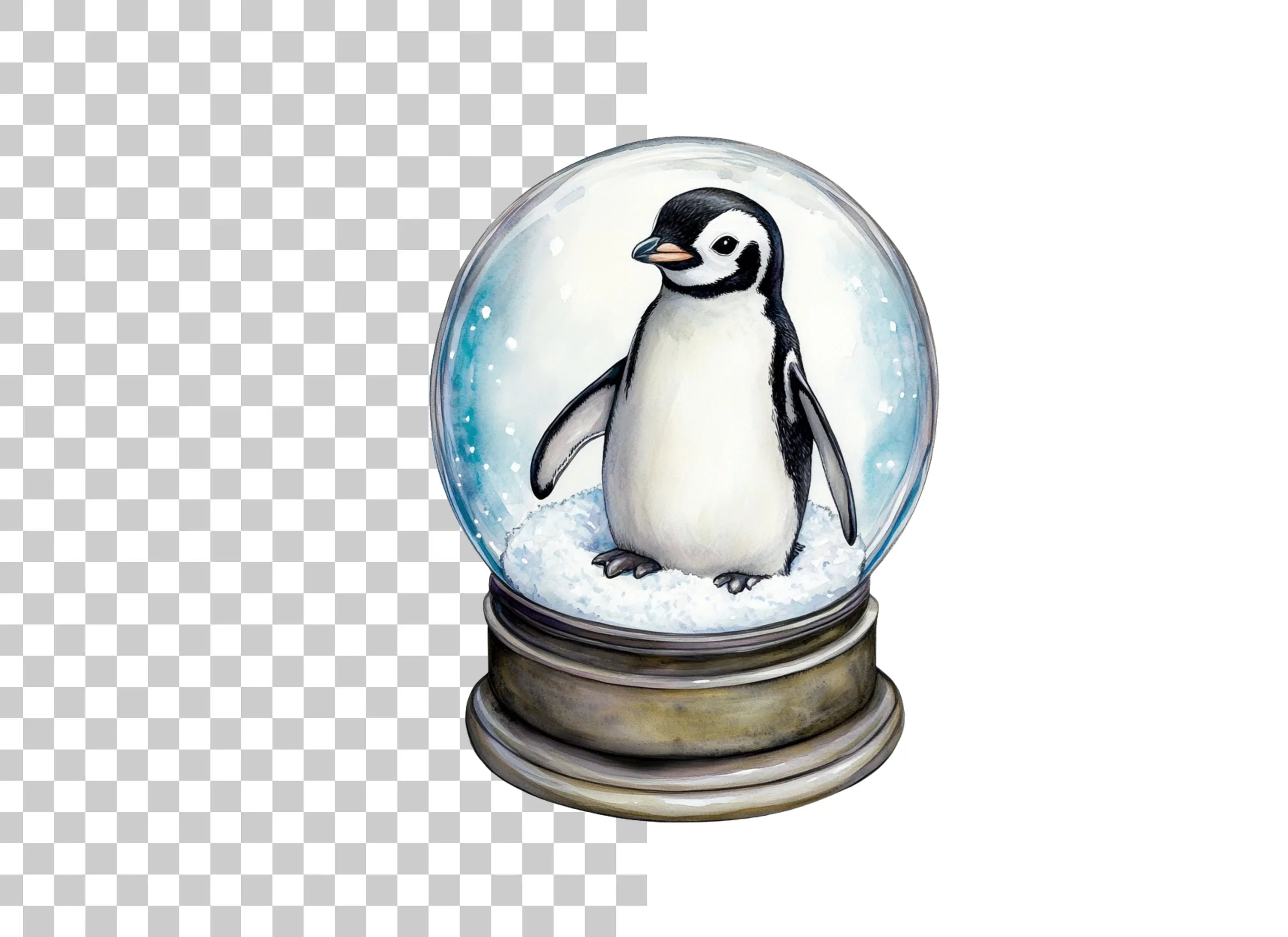 Penguin Snow Globe Clipart Bundle