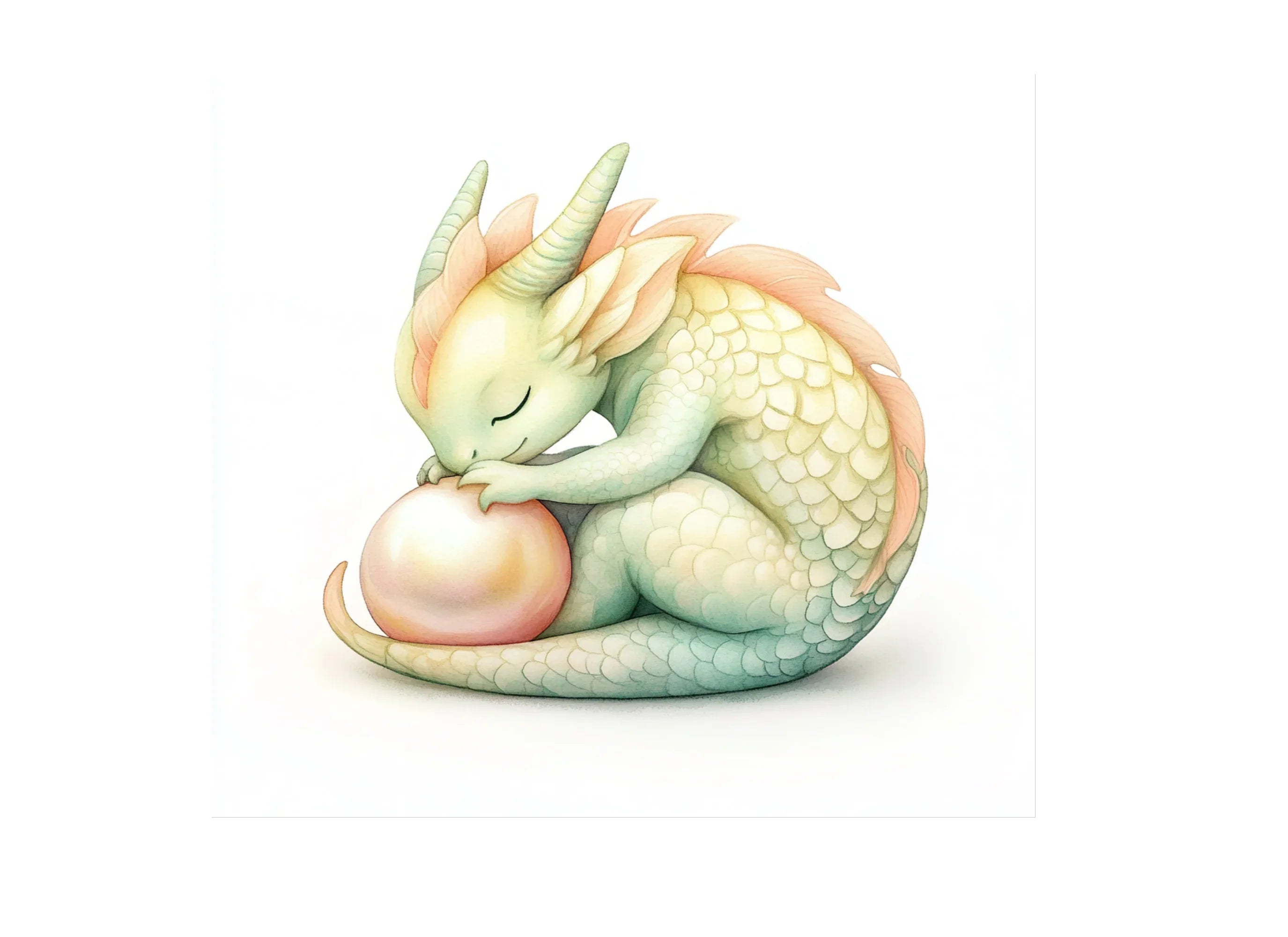 Sleeping Baby Dragon with Pearl Clipart Bundle