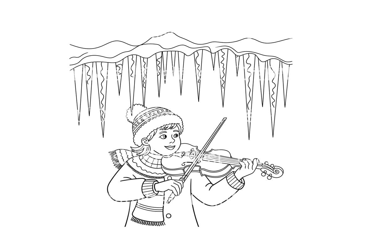 Winter ViolinistFun Coloring Books