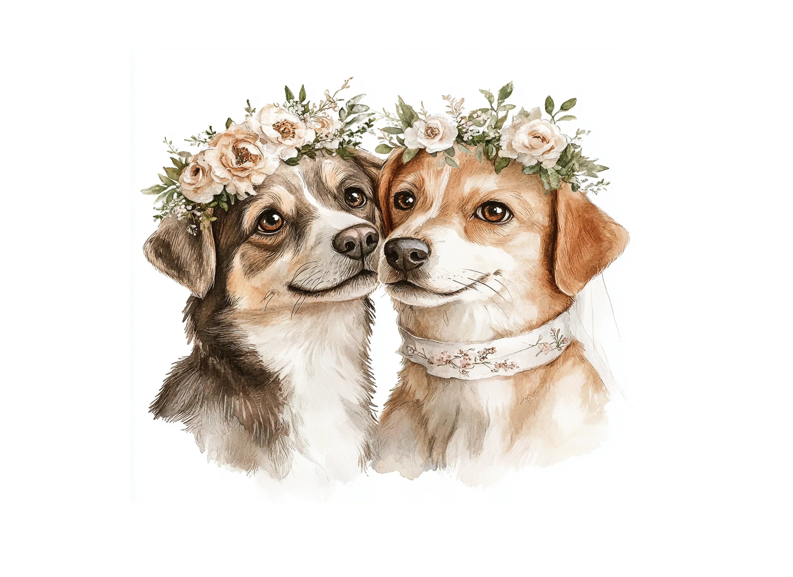 Wedding Dogs Floral Crowns Clipart Bundle
