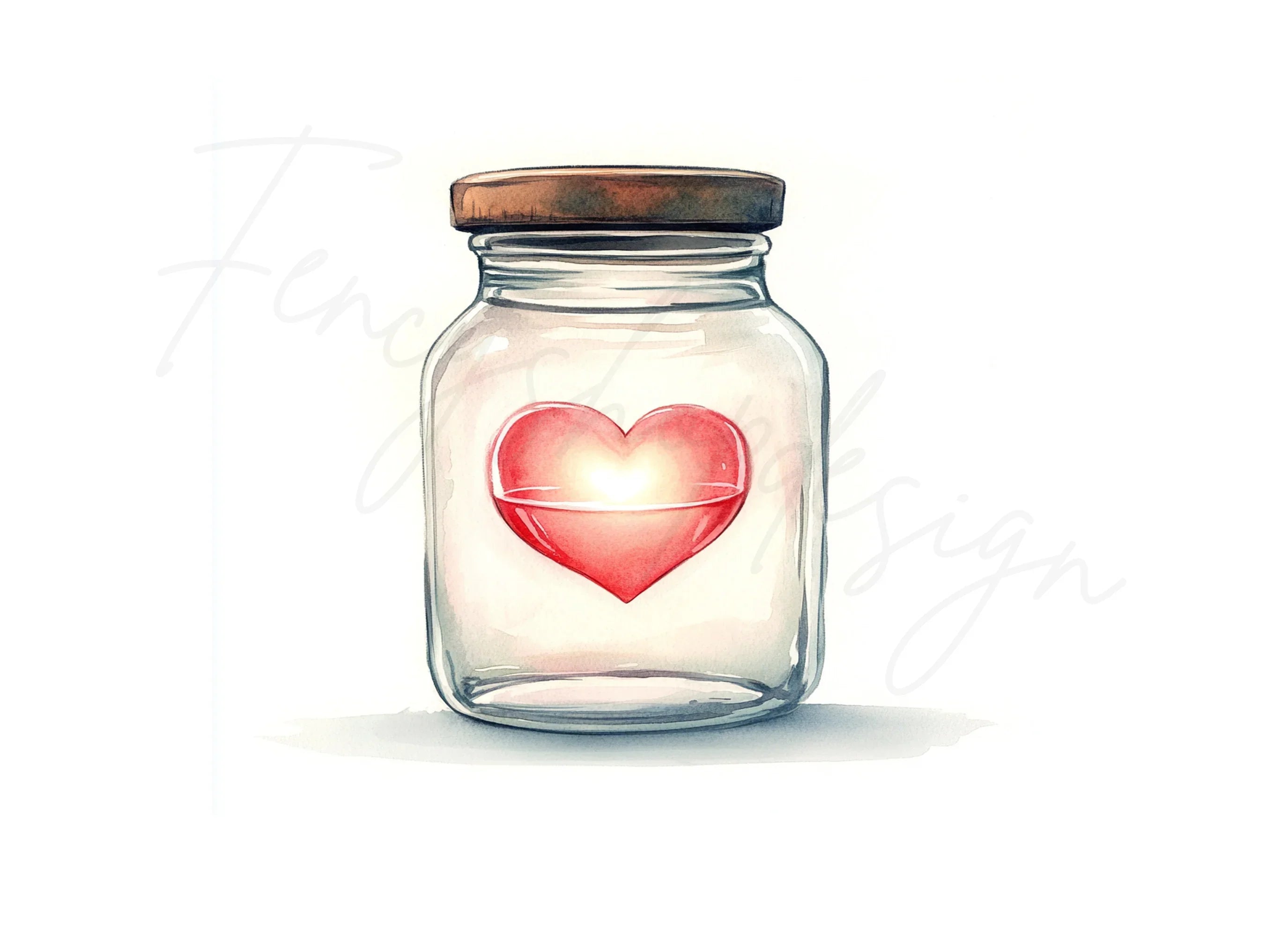 Glowing Heart in Jar Clipart Bundle