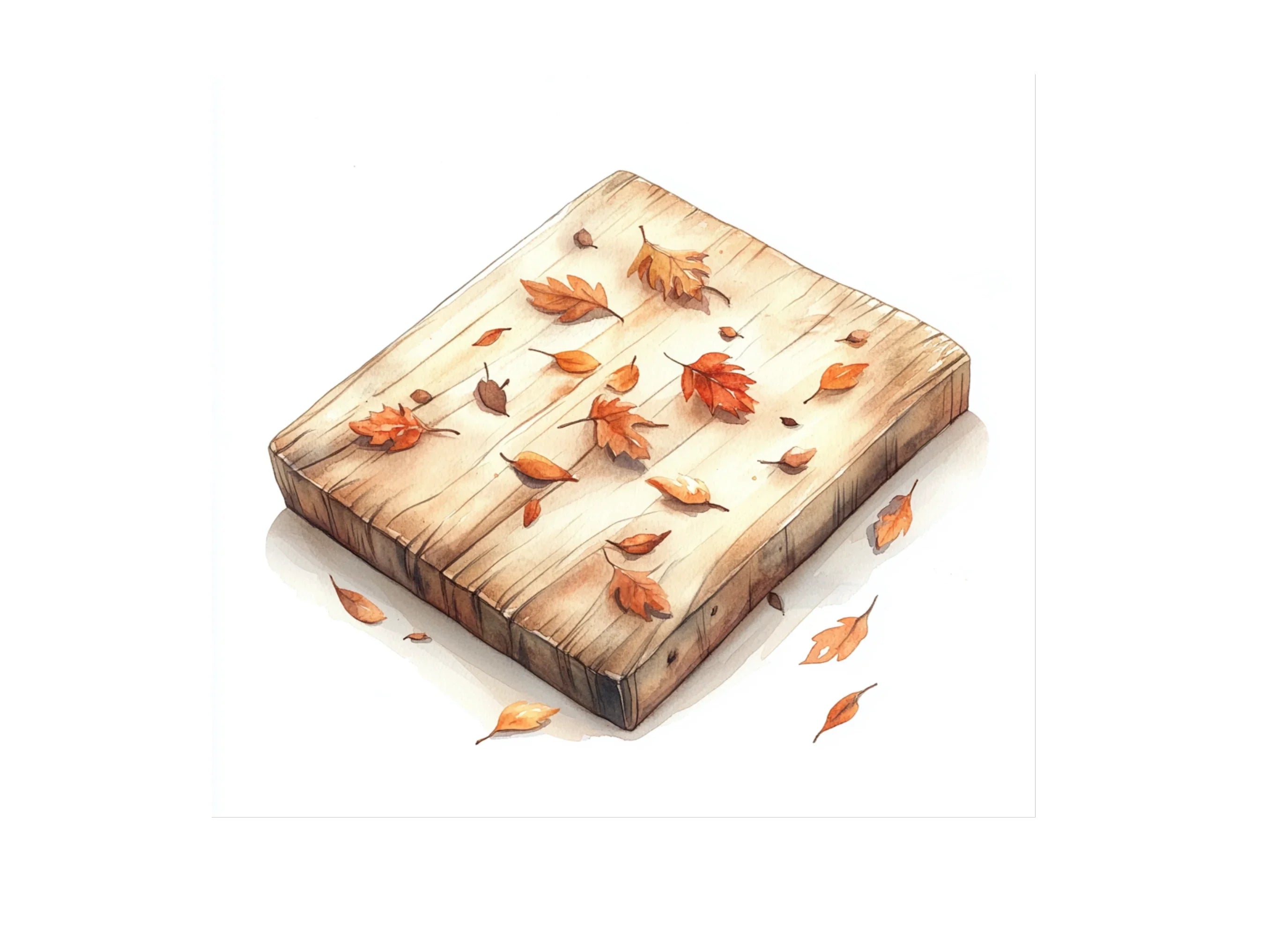 Autumn Leaves Wooden Boards Clipart Bundle