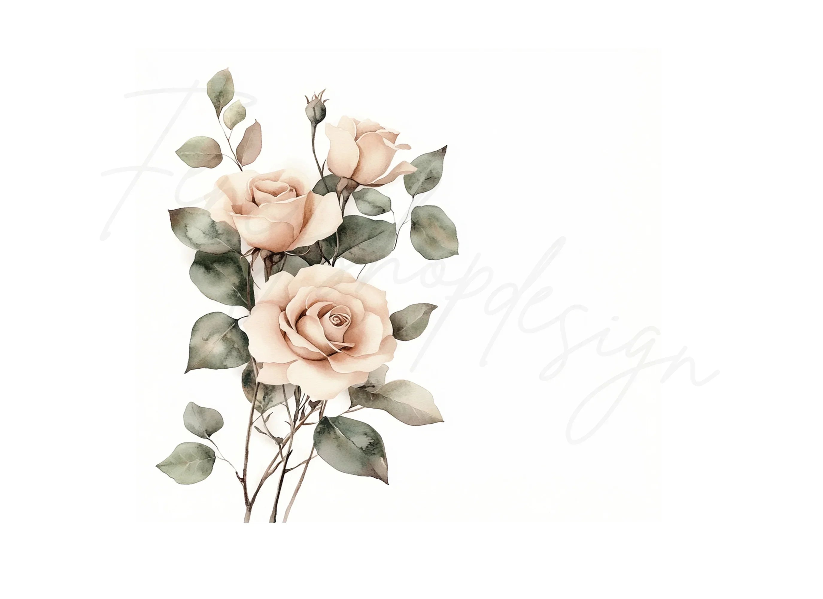 Blush Rose Bouquet Clipart Bundle