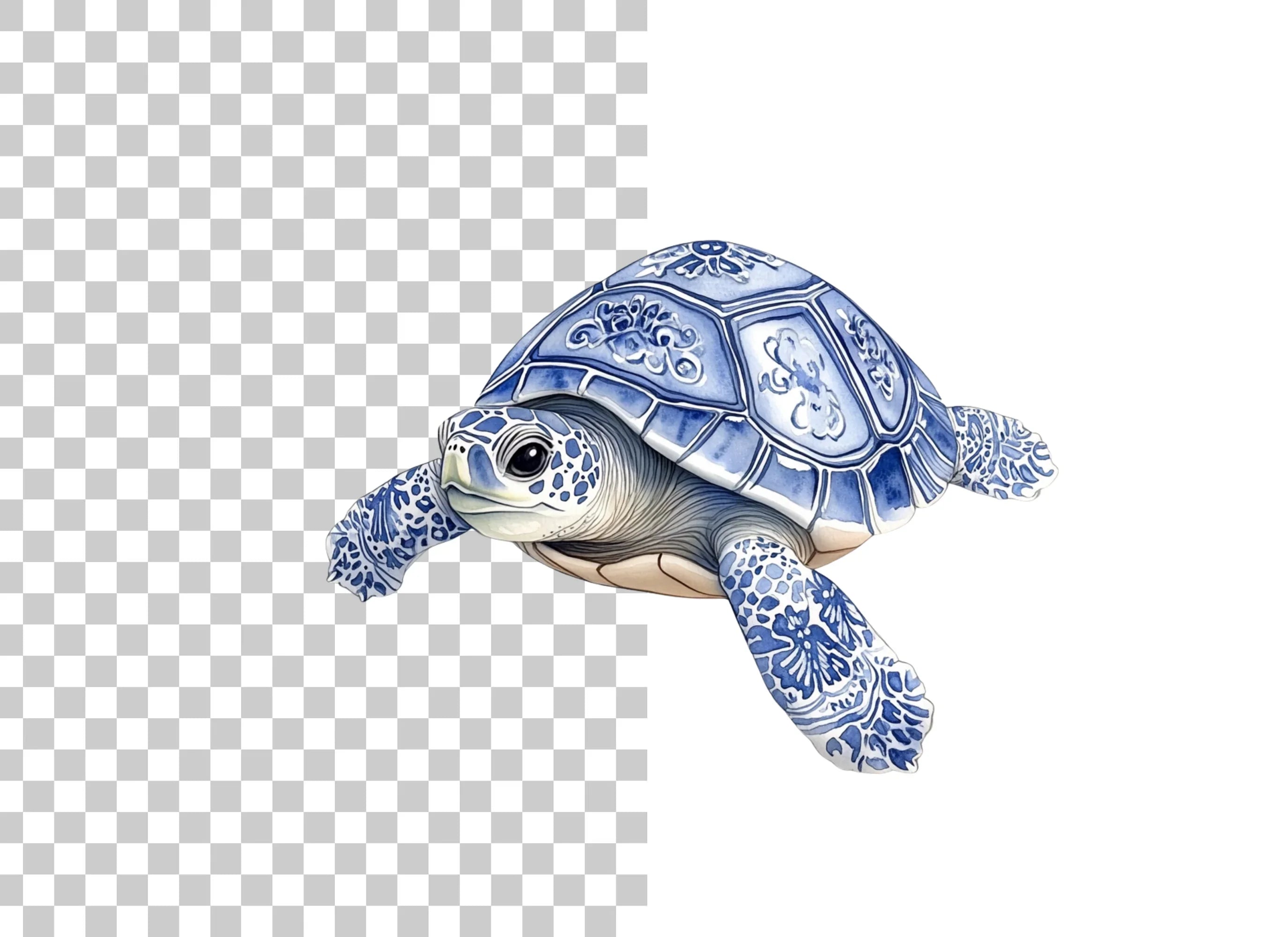 Delftware Sea Turtle Clipart Bundle