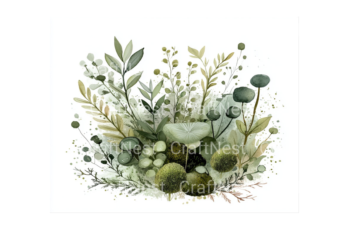 Wild Forest Greenery Clipart Bundle