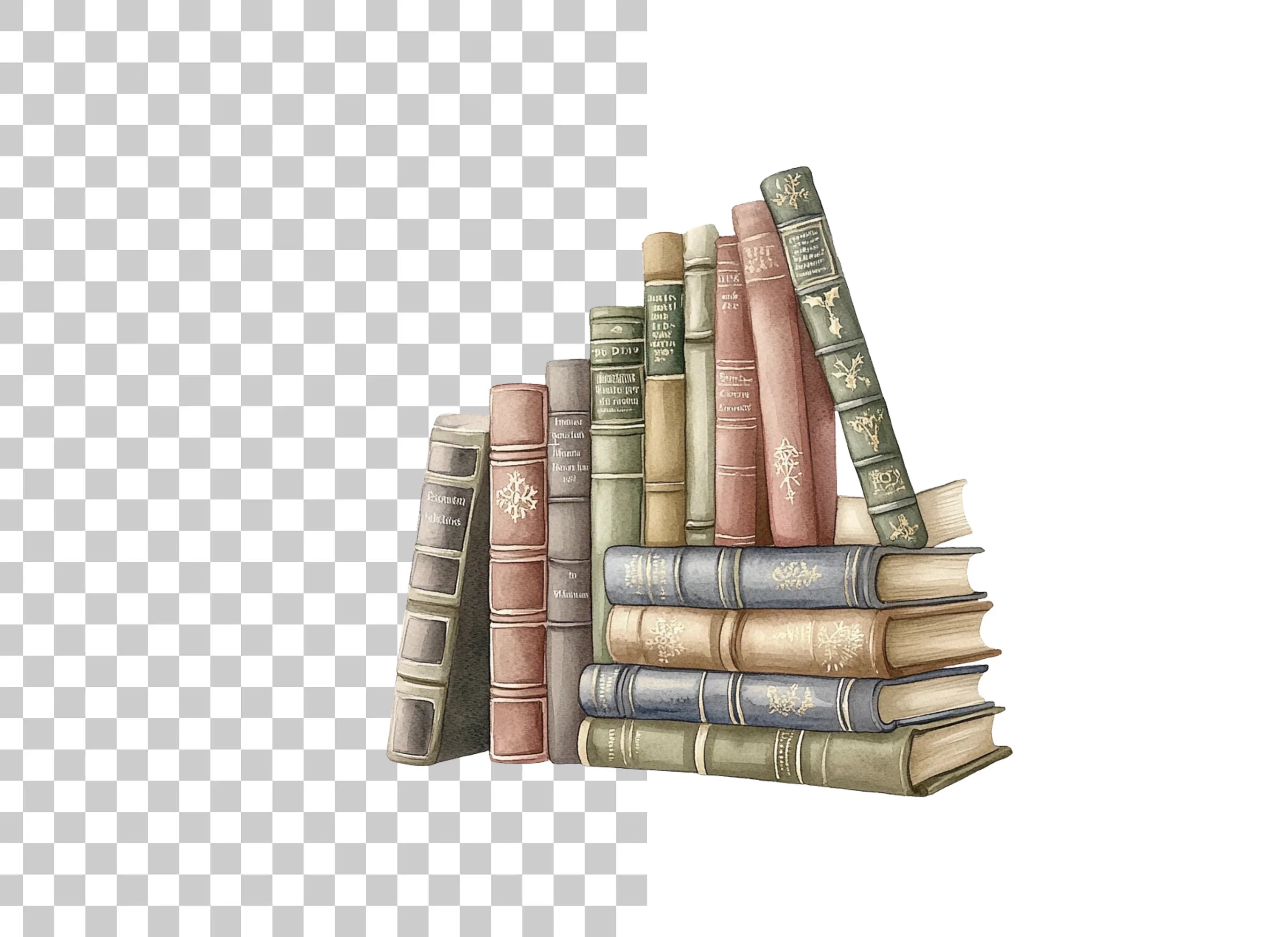 Vintage Books Stack Clipart Bundle