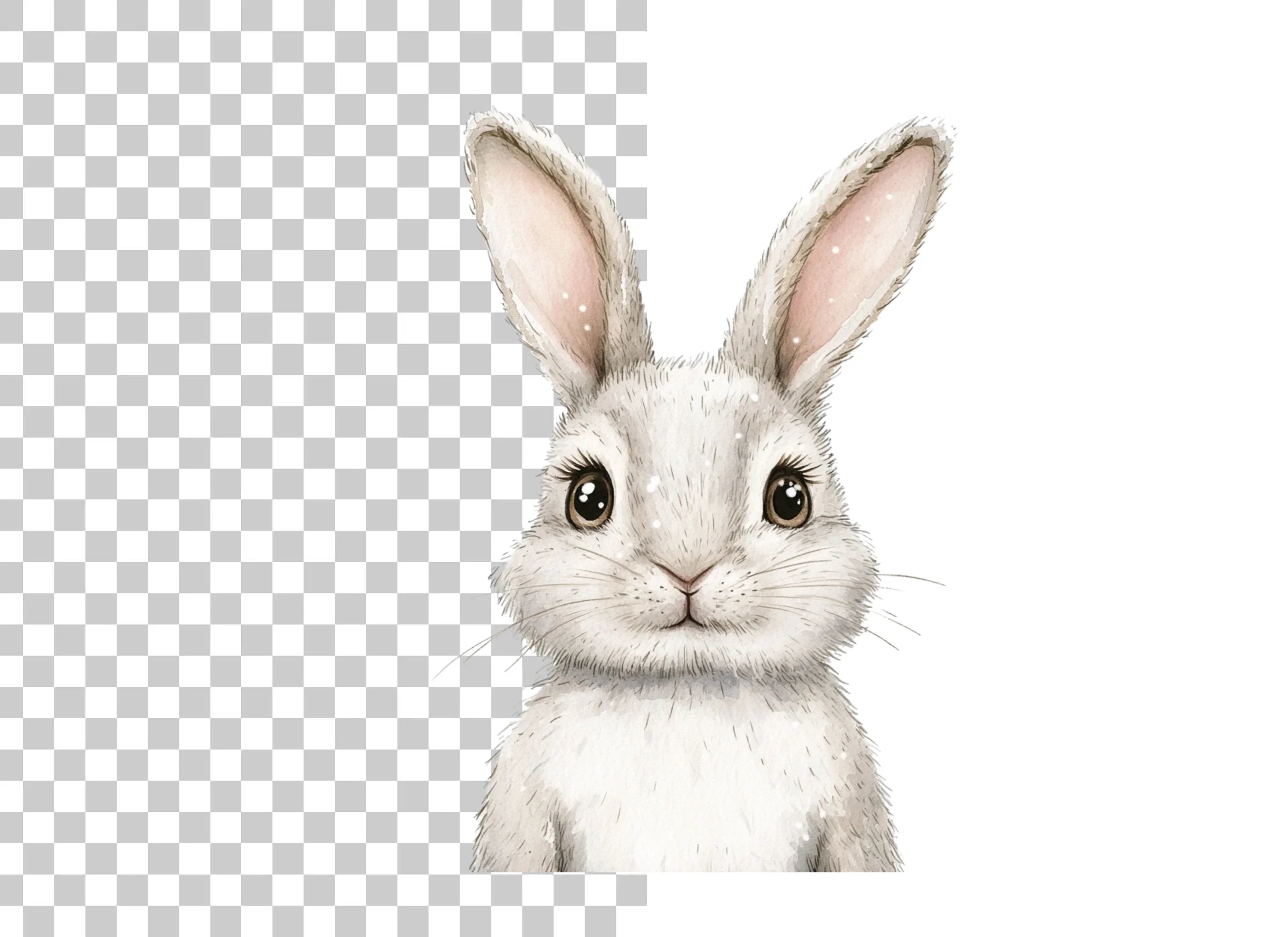 Cute White Bunny Clipart Bundle