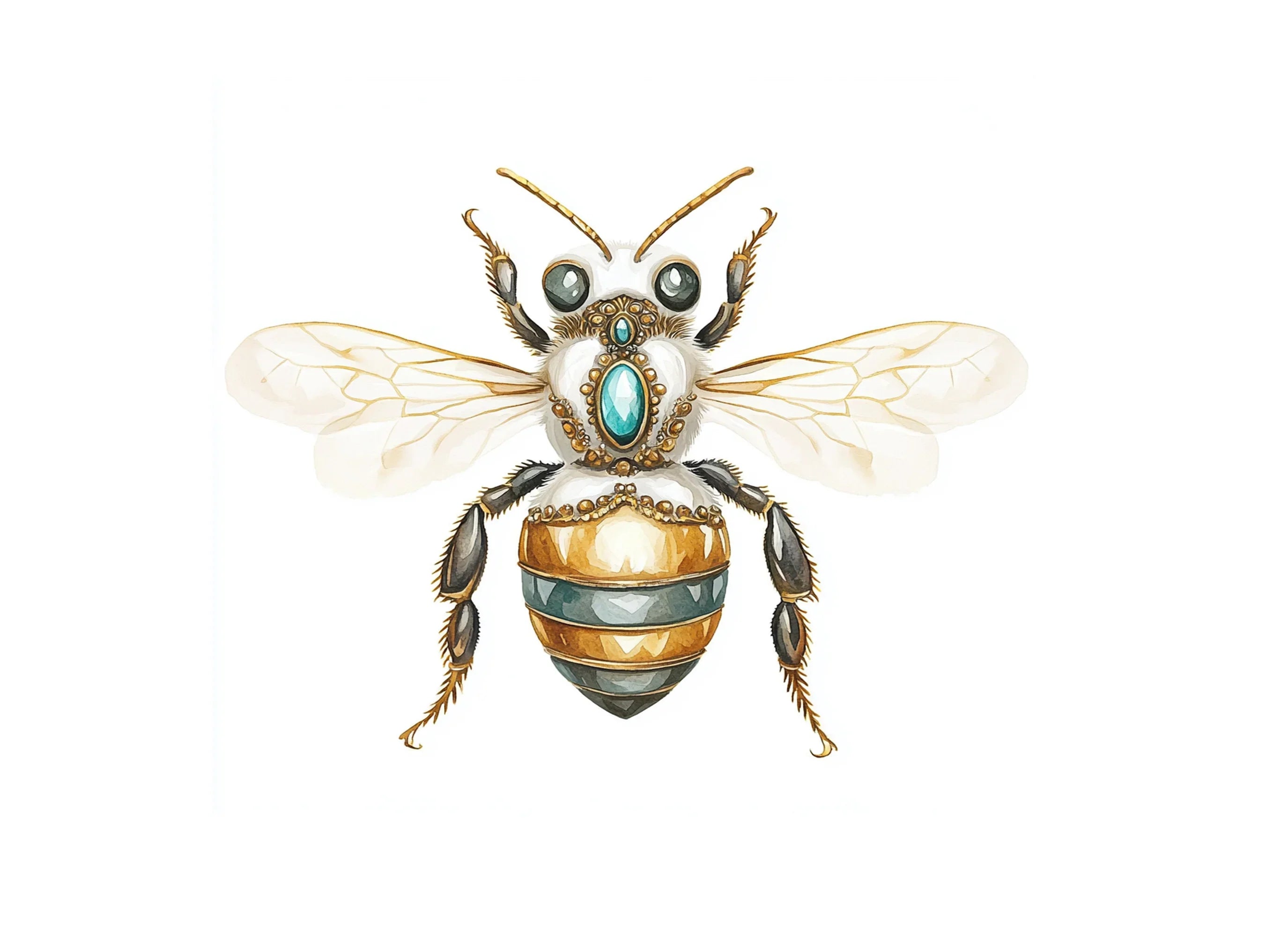 Elegant Gemstone Bee Clipart Bundle
