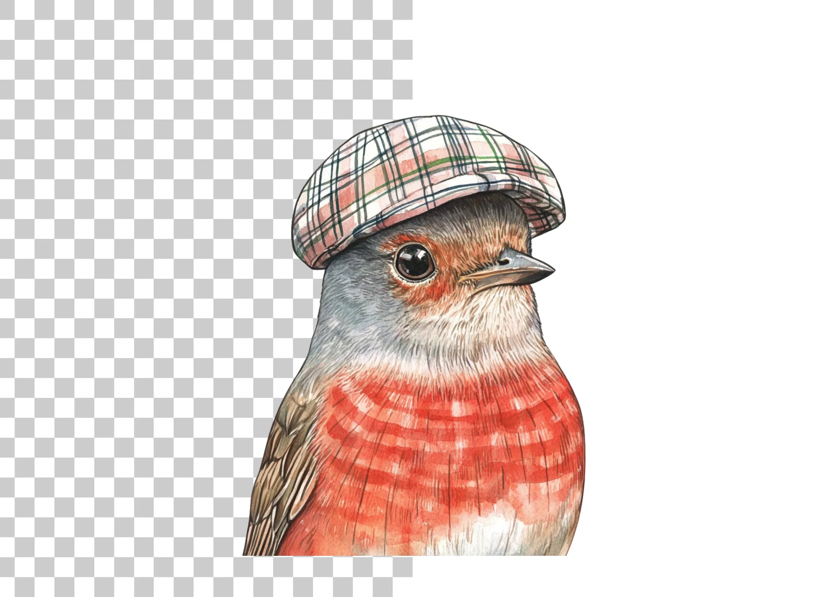 Charming Robin in Plaid Cap Clipart Bundle