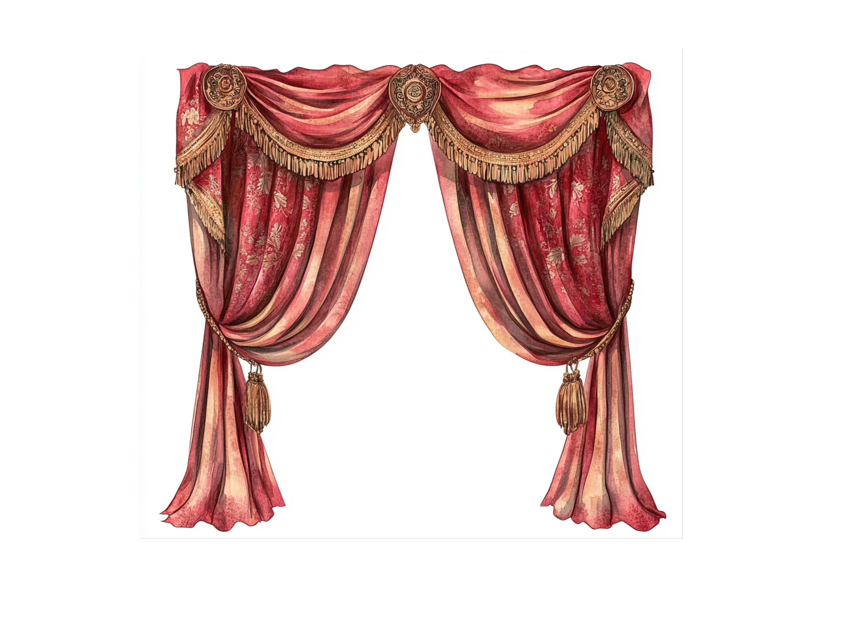 Elegant Red Curtain Clipart Bundle