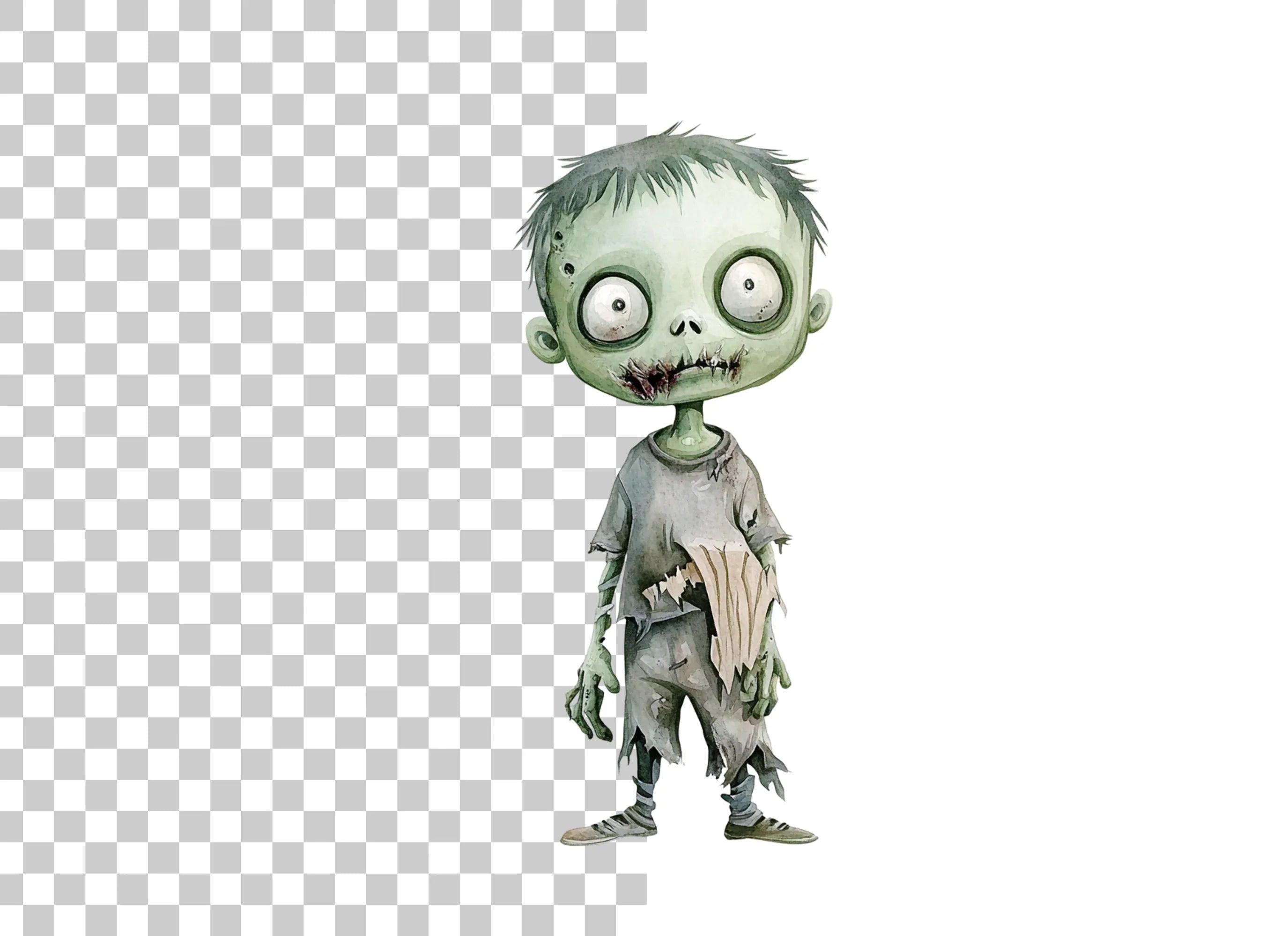 Cute Zombie Boys Clipart Bundle