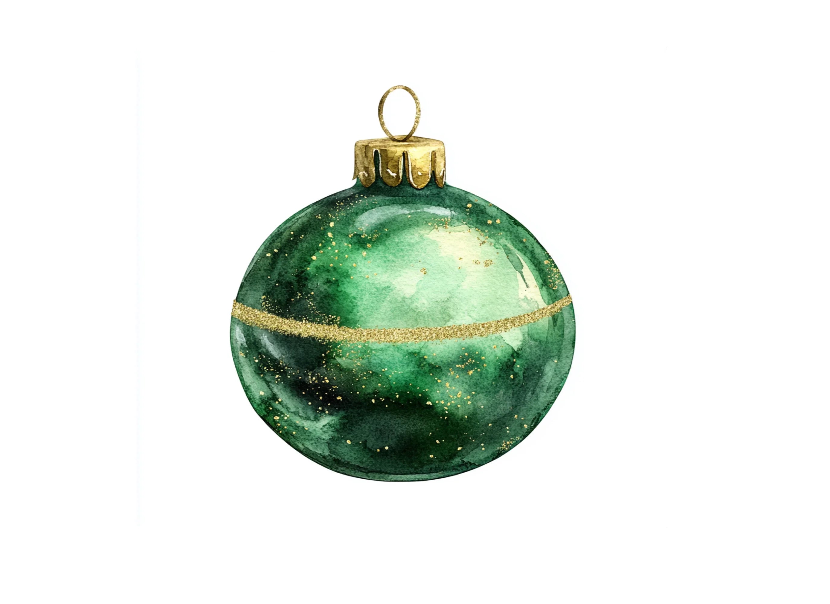Green Christmas Ornaments Clipart Bundle